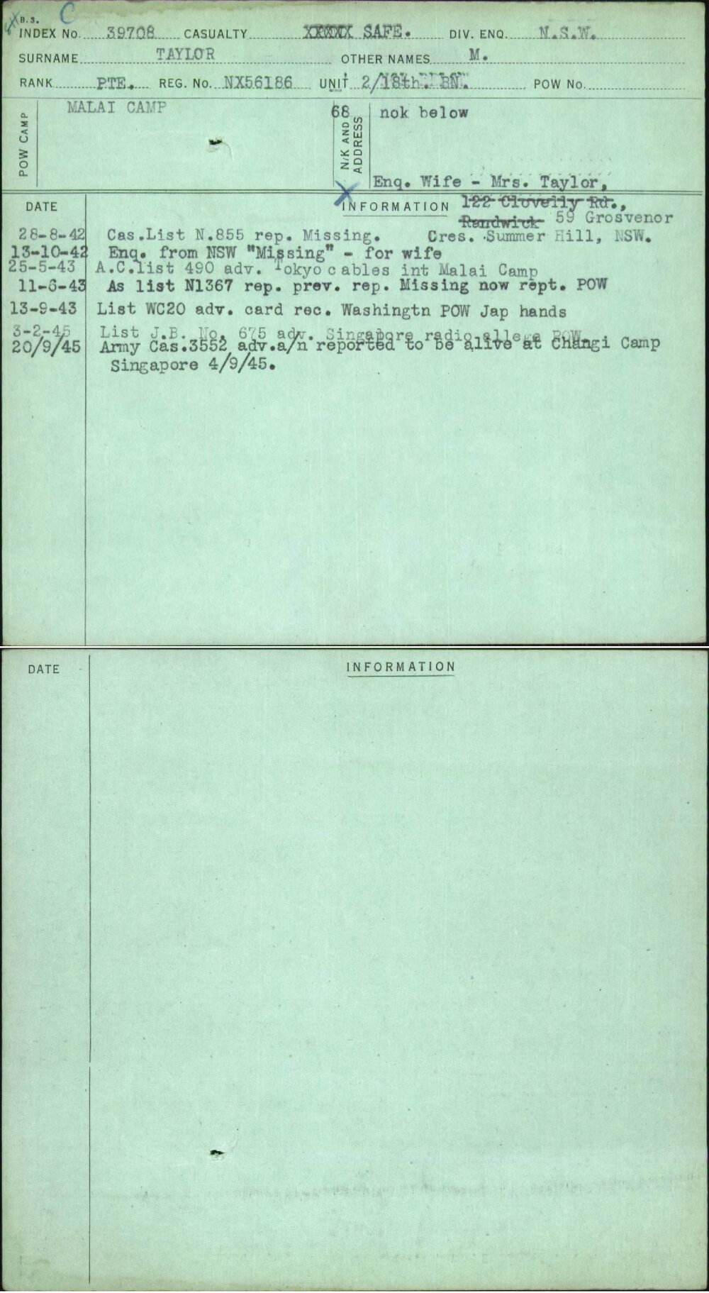 Taylor, M, NX56186