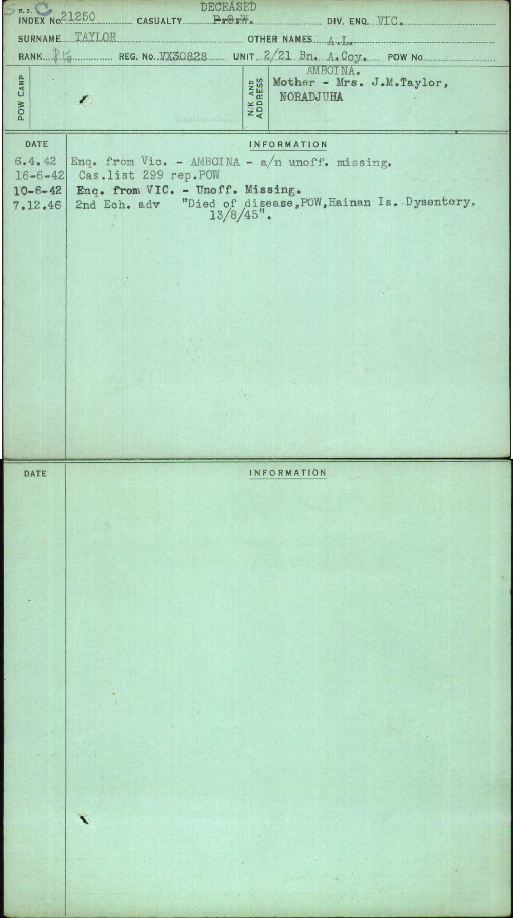 Taylor, A L, VX30828