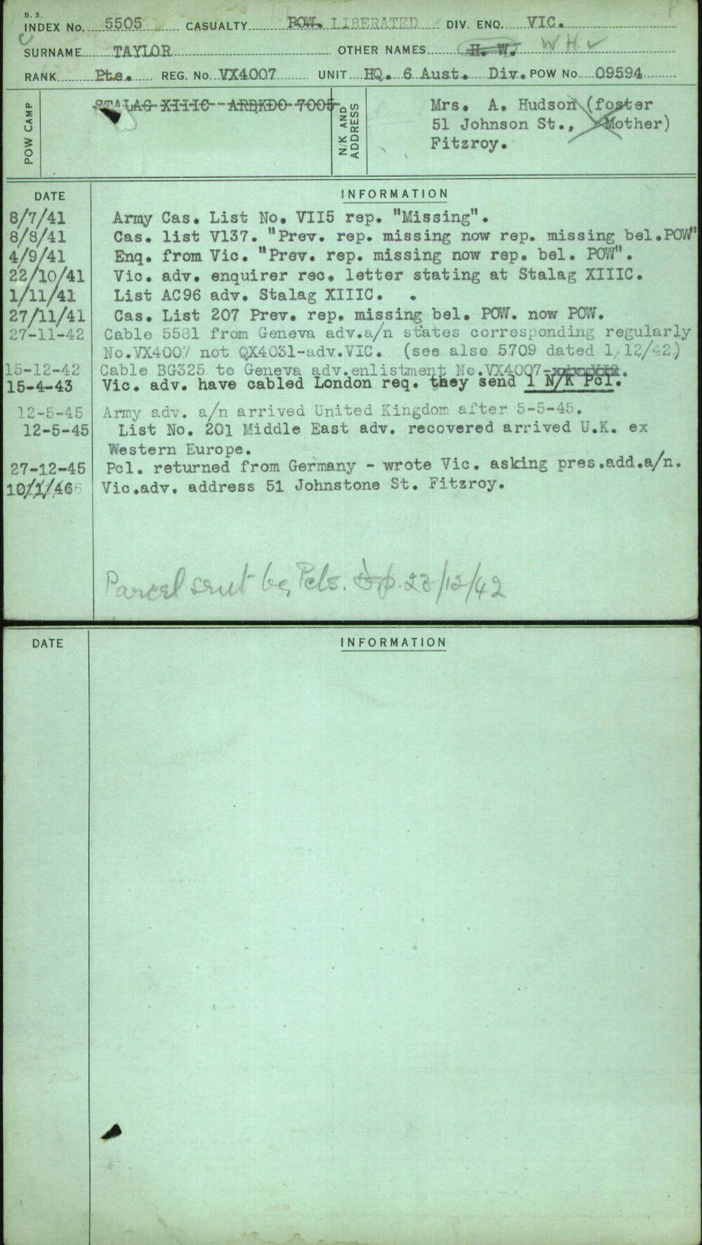 Taylor, W H V, VX4007