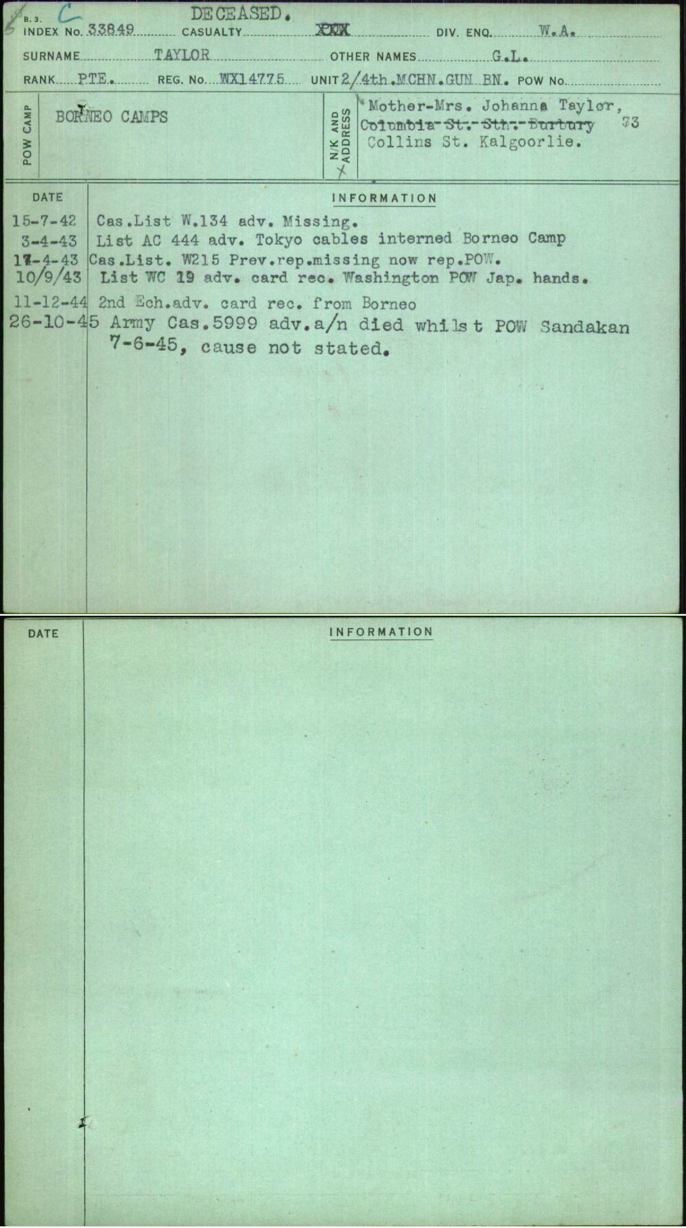 Taylor, G L, WX14775