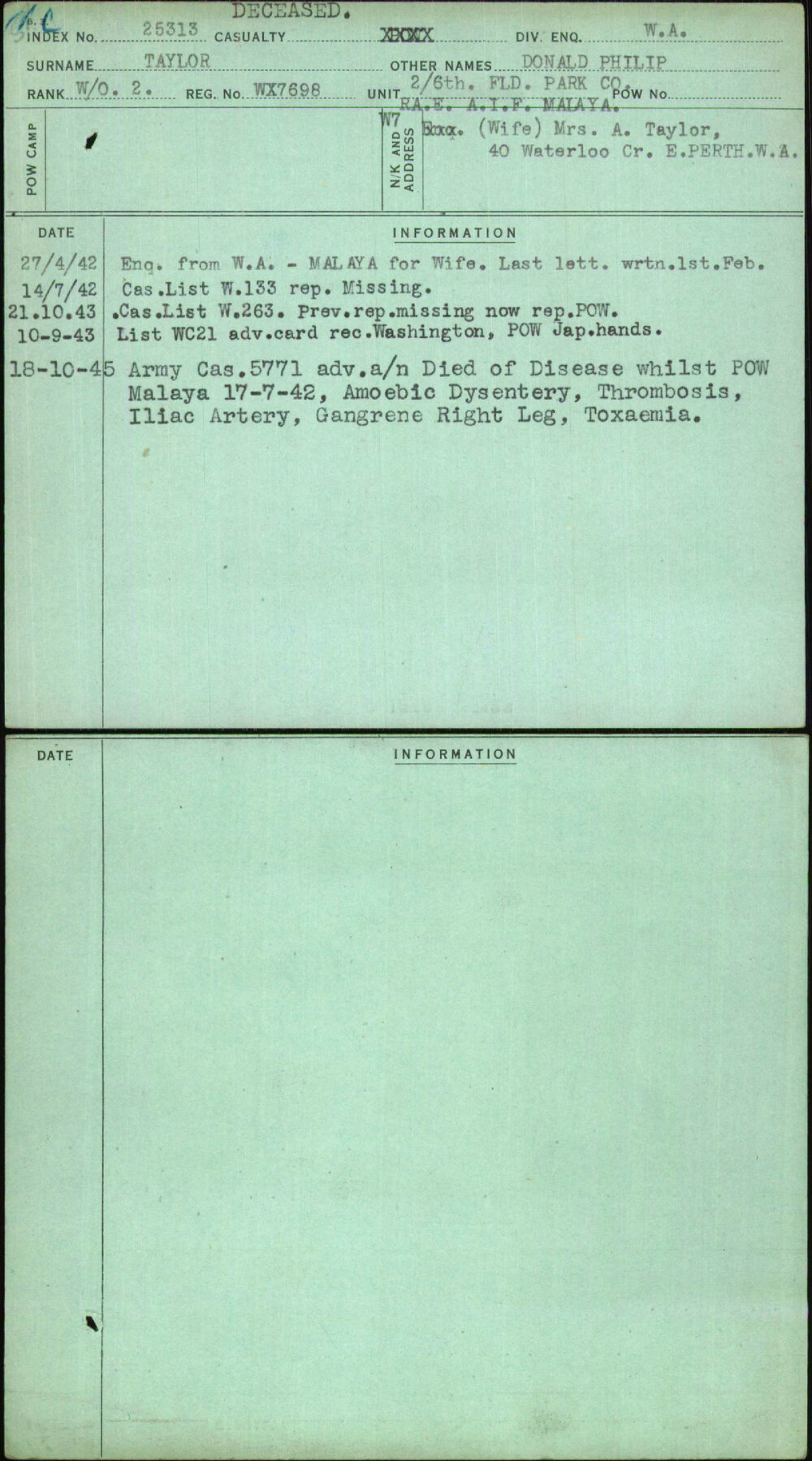 Taylor, Donald Philip, WX7698