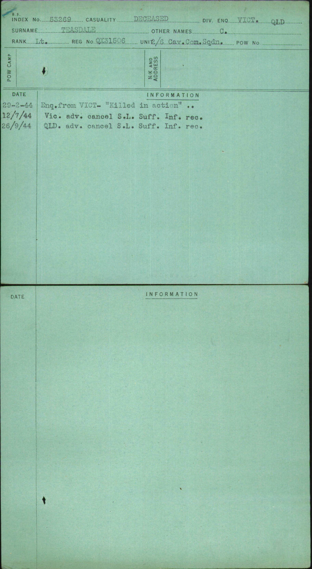 Teasdale, C, QX31506