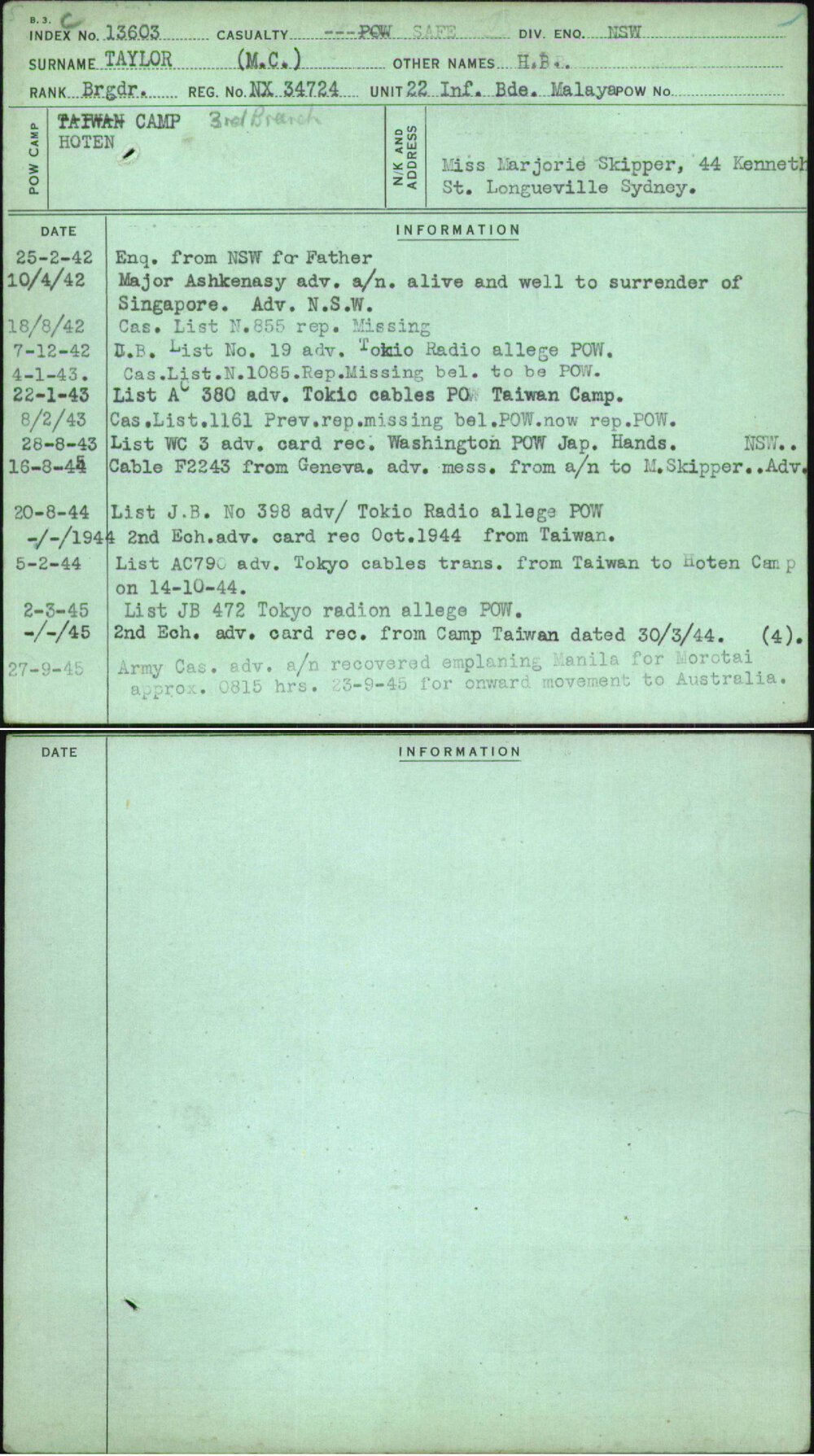 Taylor (Mc), H B, NX34724