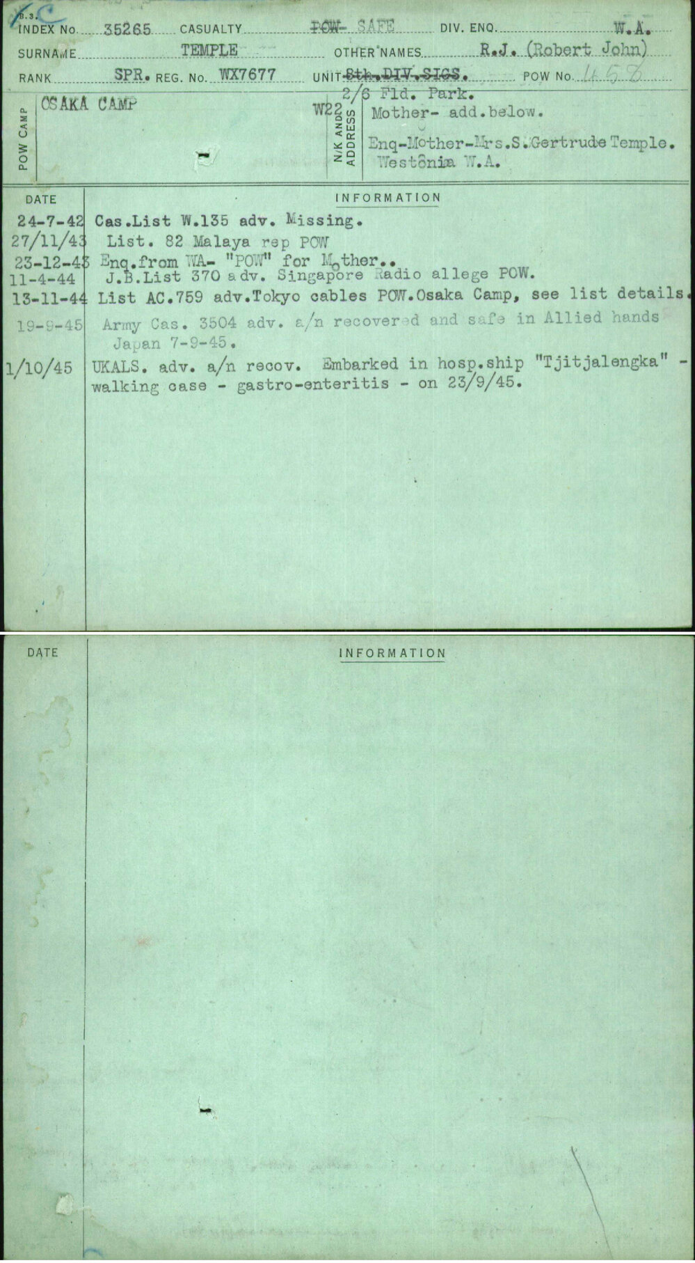 Temple, R J (Robert John), WX7677