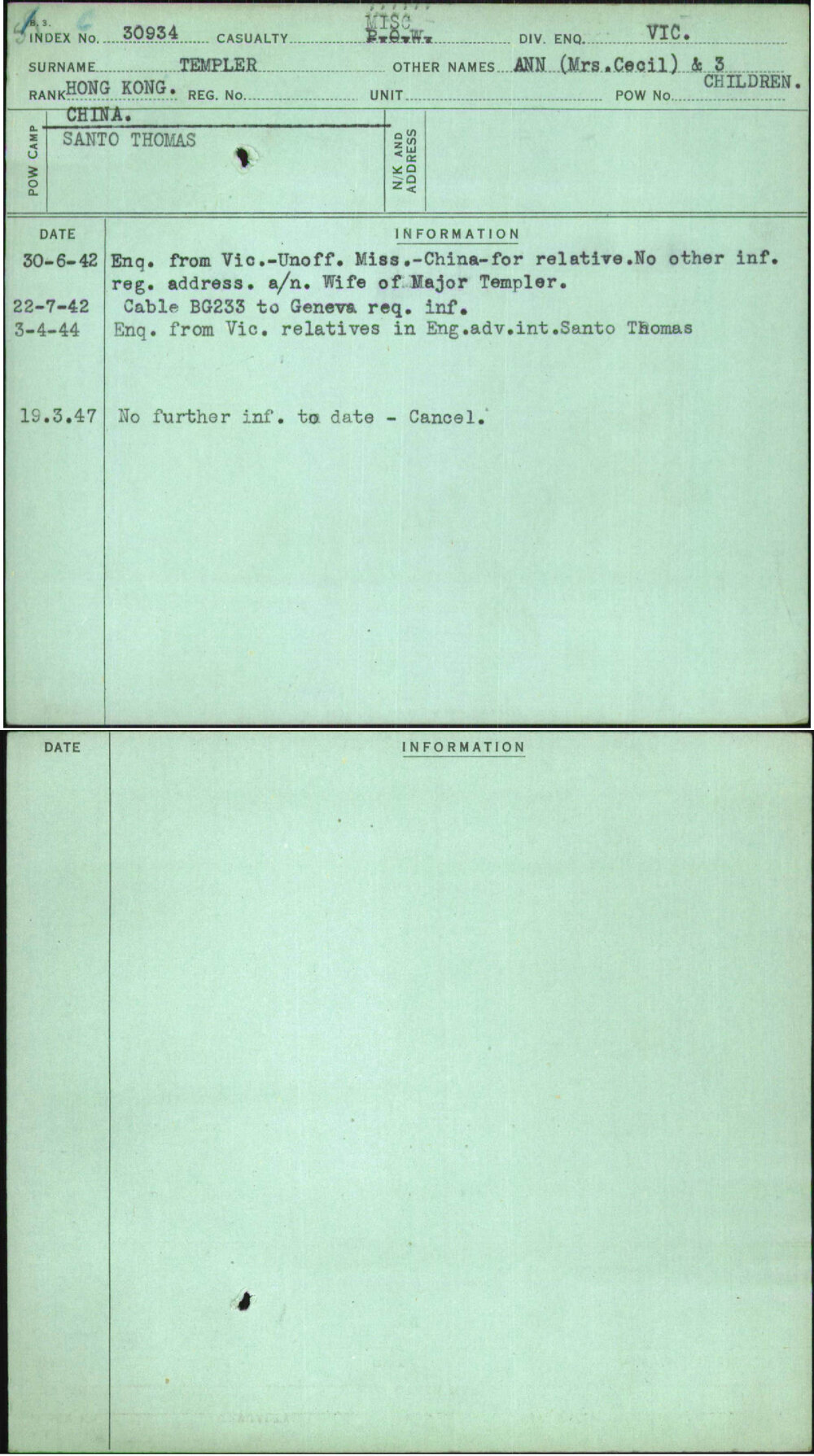 Templer, Ann (Mrs Cecil) &amp; 3 Children, [No Service Number]