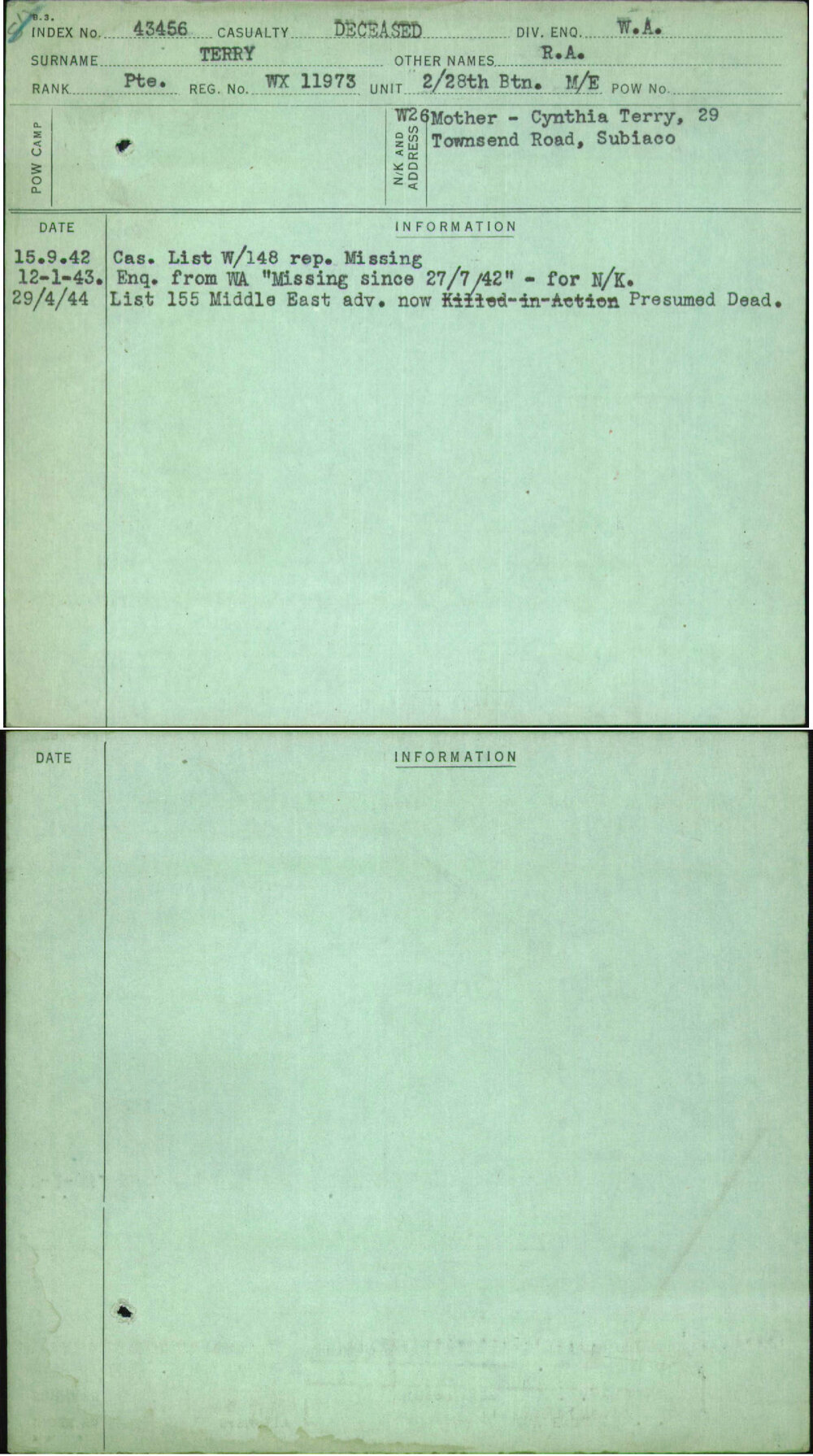 Terry, R A, WX11973