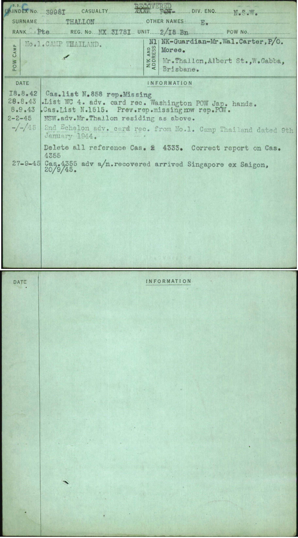 Thallon, E, NX31781