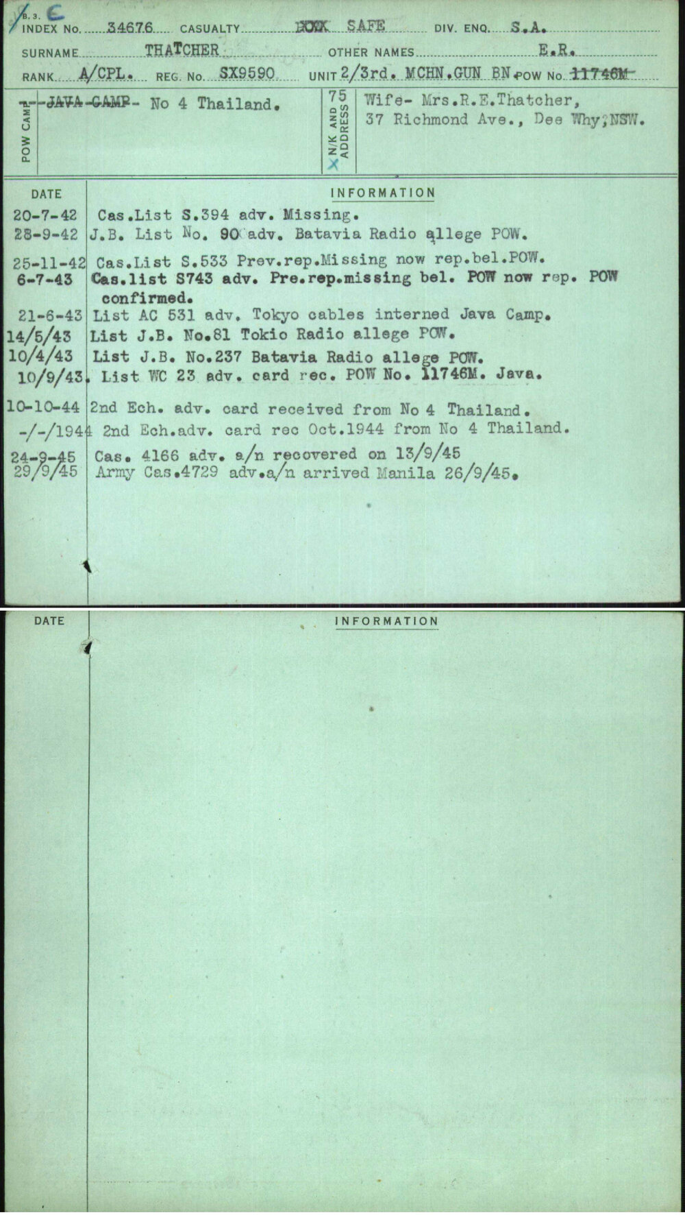 Thatcher, E R, SX9590