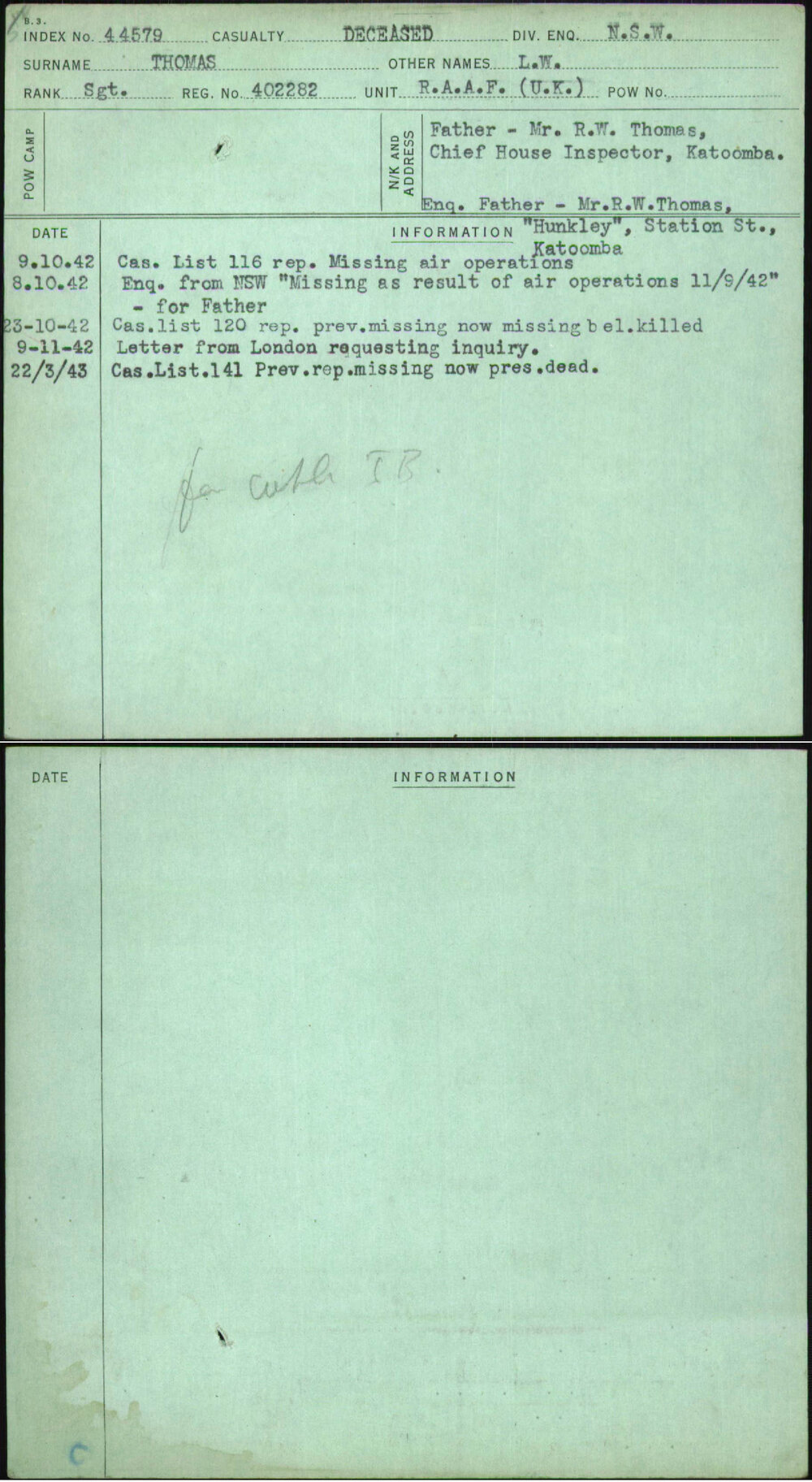Thomas, L W, 402282