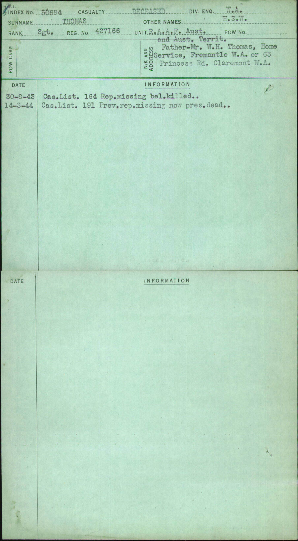 Thomas, H S W, 427166