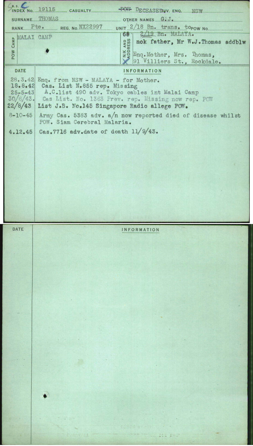 Thomas, G J, NX22997