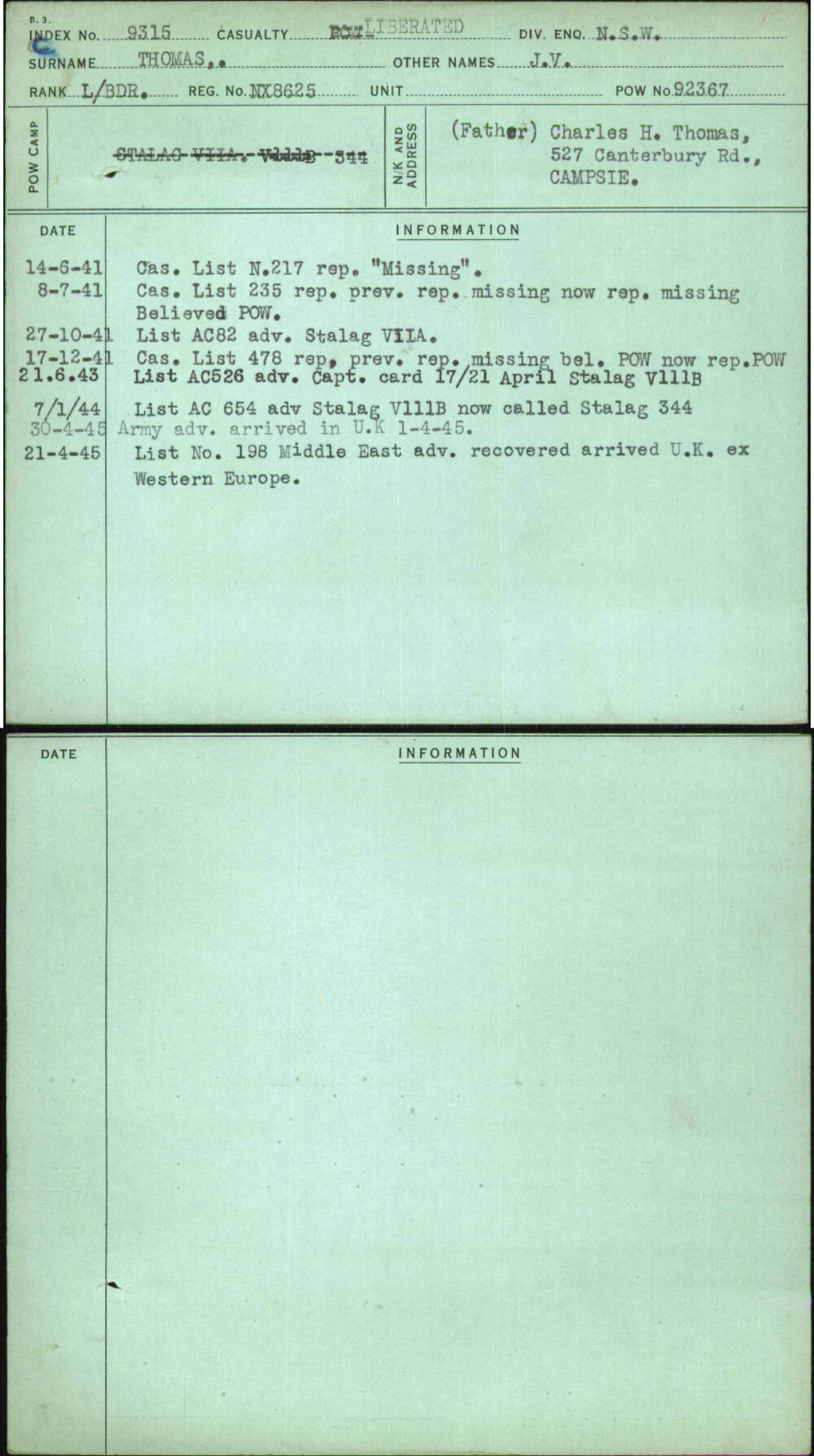 Thomas, J V, NX8625