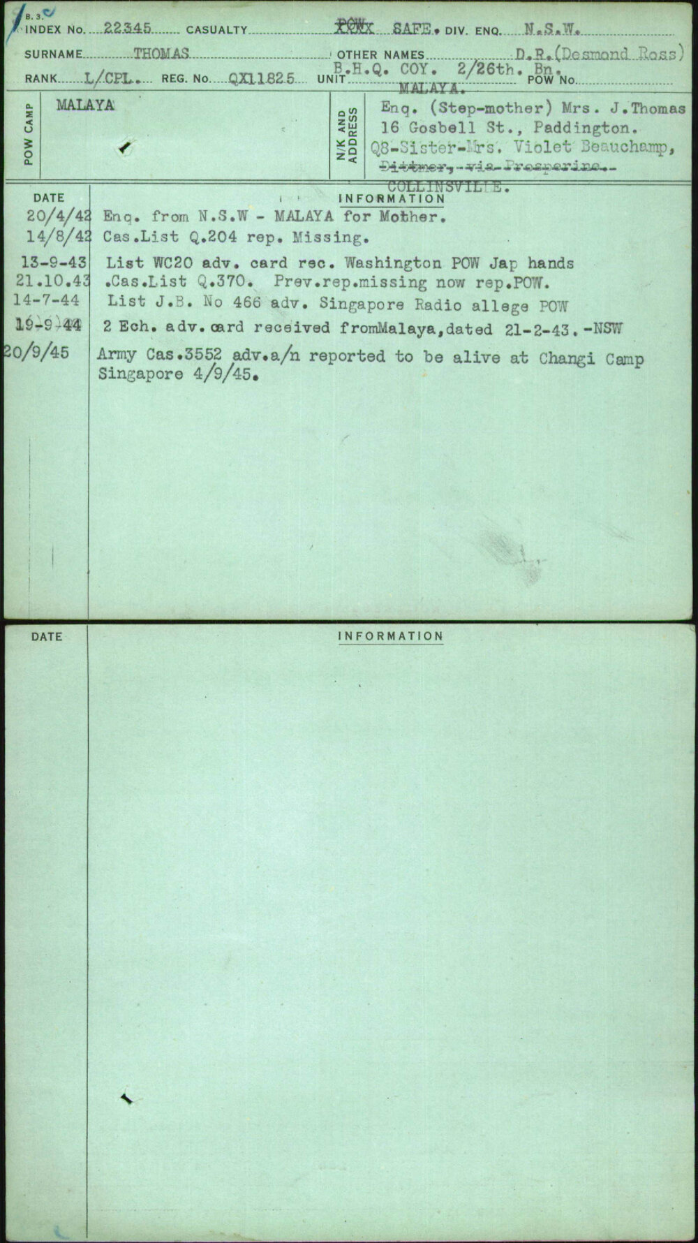 Thomas, D R (Desmond Ross), QX11825