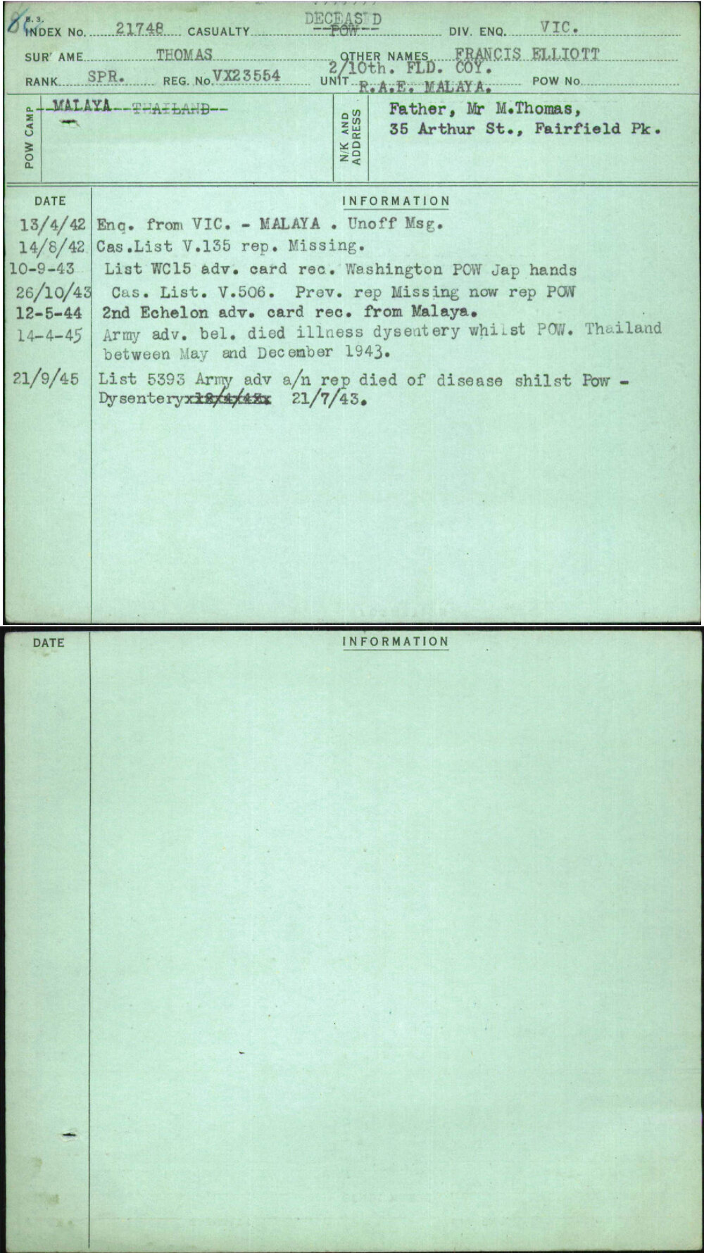 Thomas, Francis Elliott, VX23554