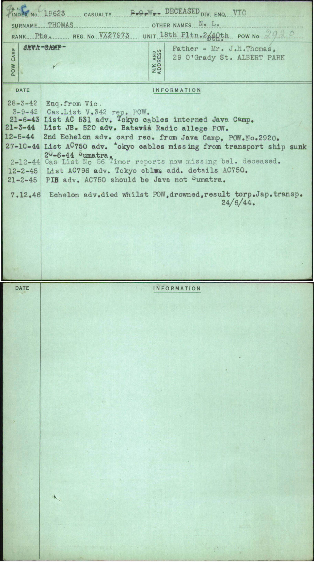 Thomas, N L, VX27973