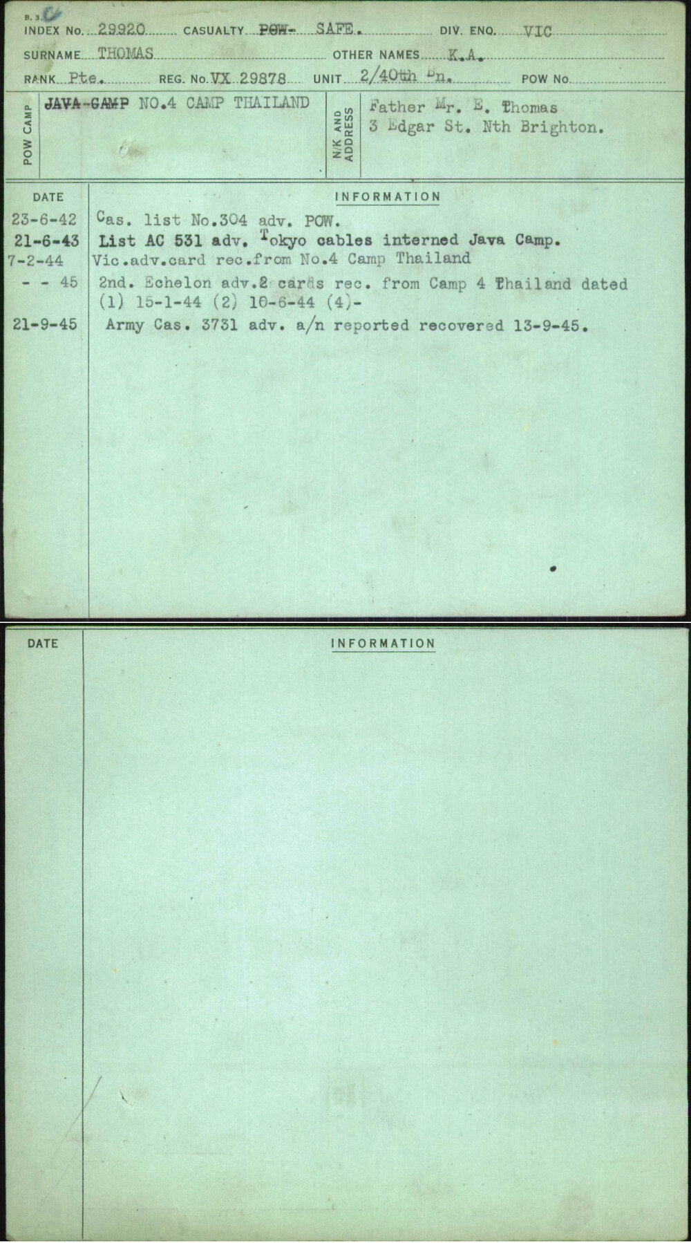 Thomas, K A, VX29878