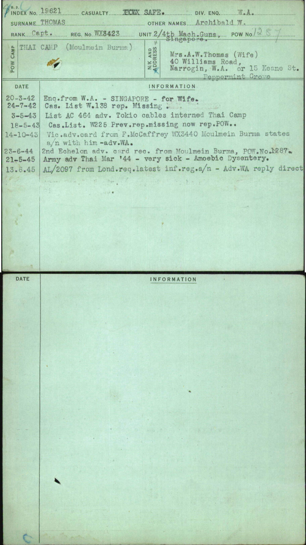 Thomas, Archibald W, WX3423