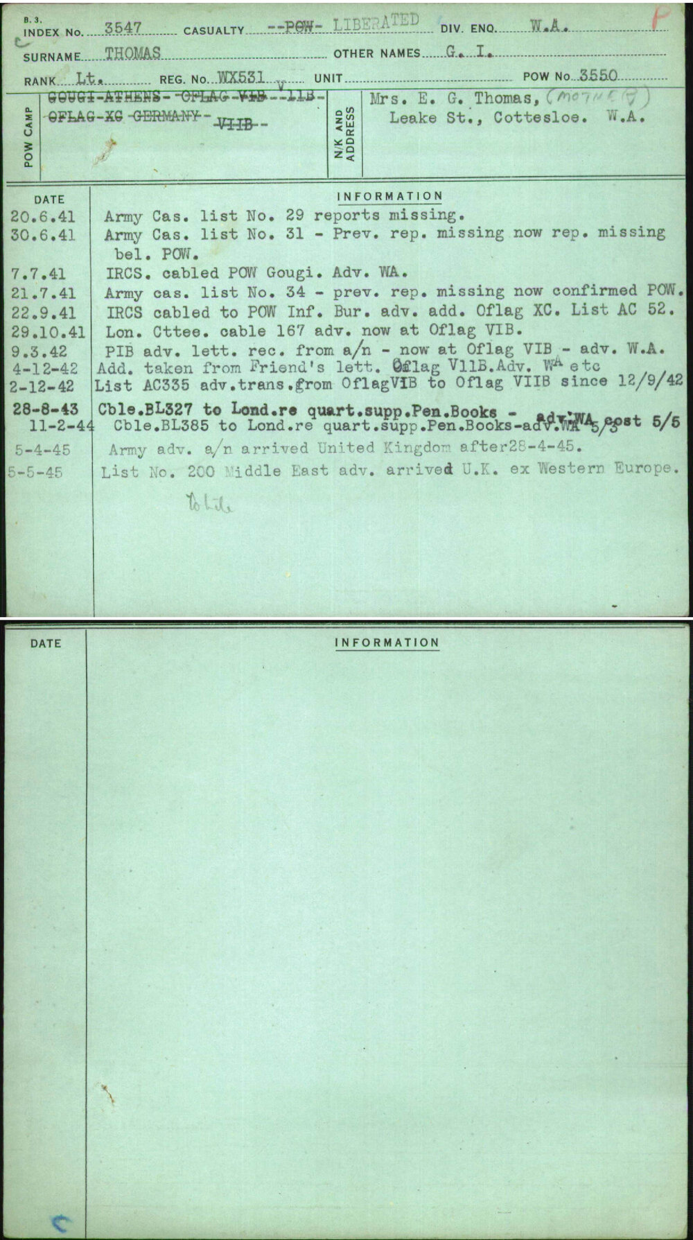 Thomas, G I, WX531