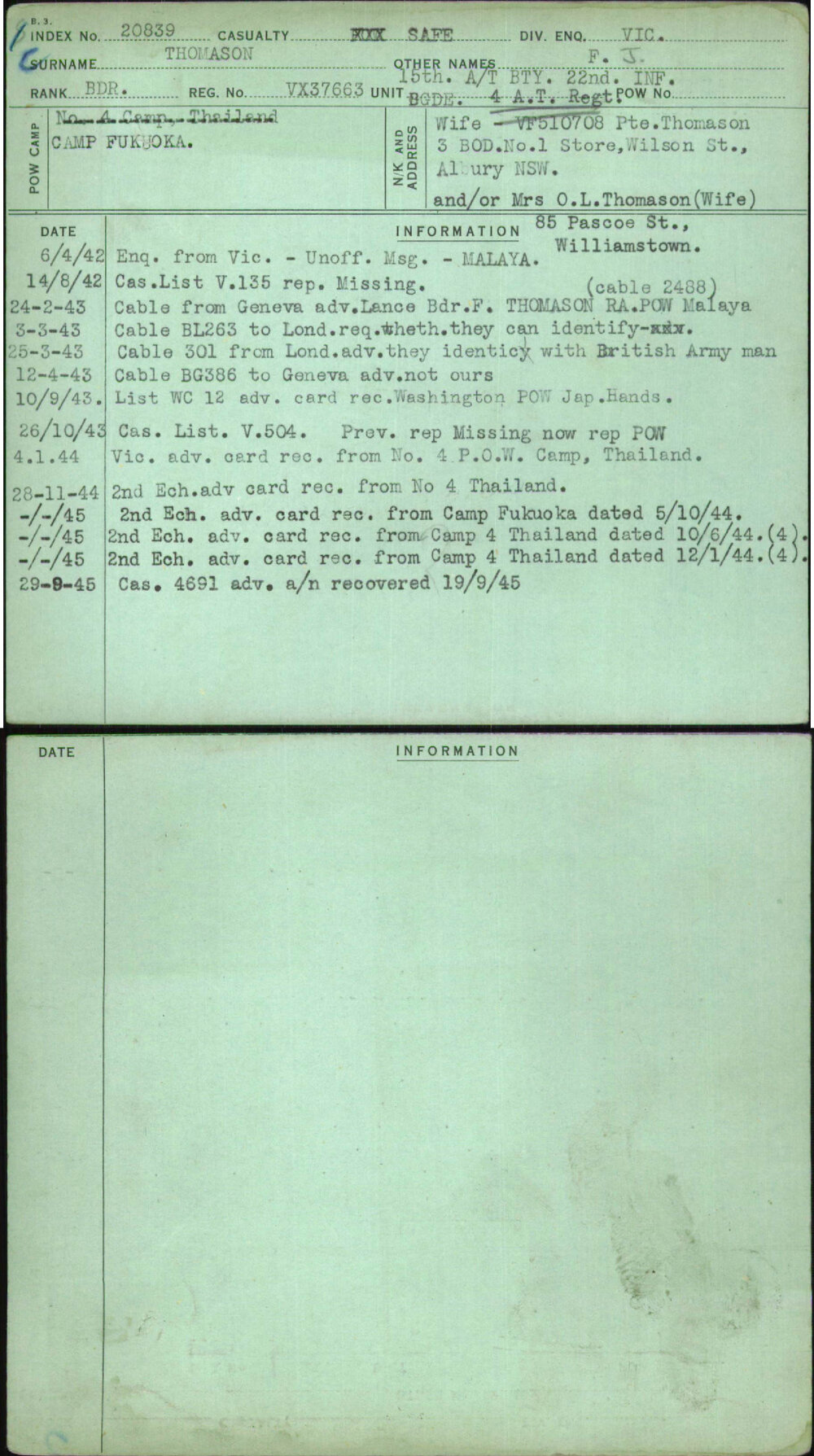 Thomason, F J, VX37663