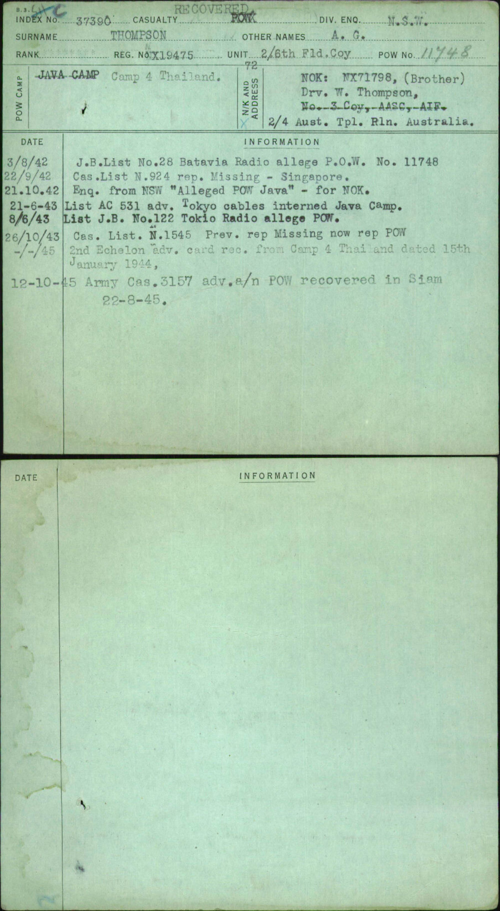 Thompson, A G, NX19475