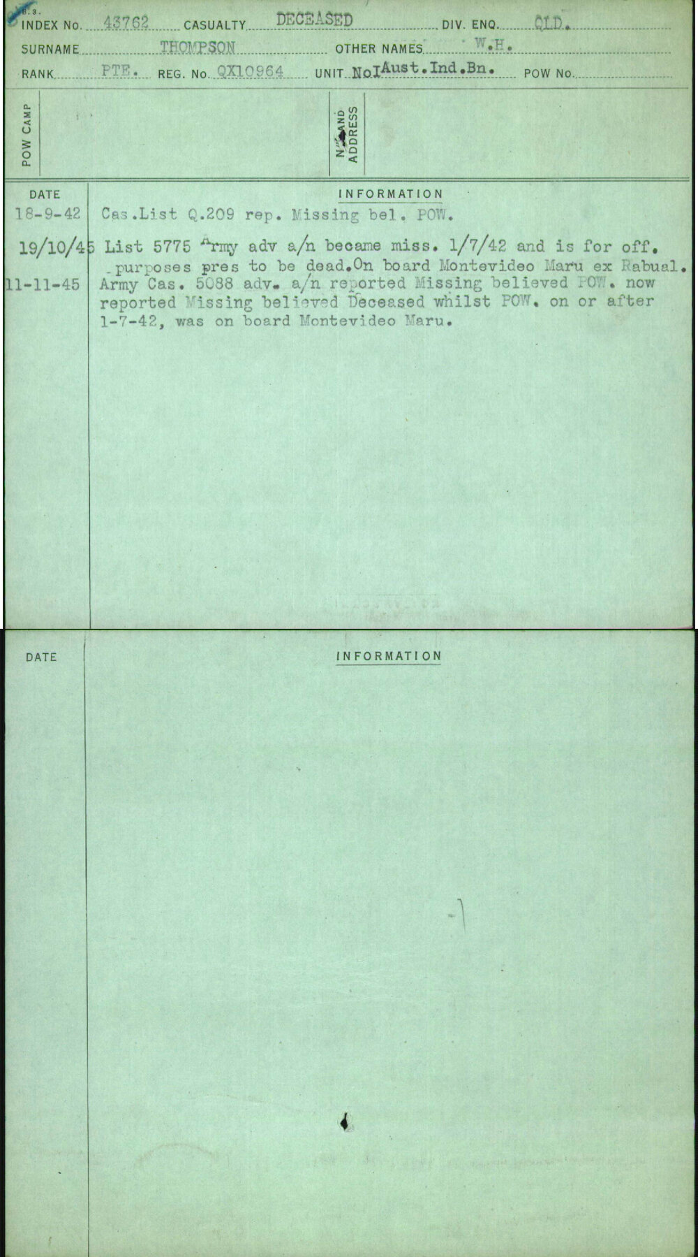 Thompson, W H, QX10964