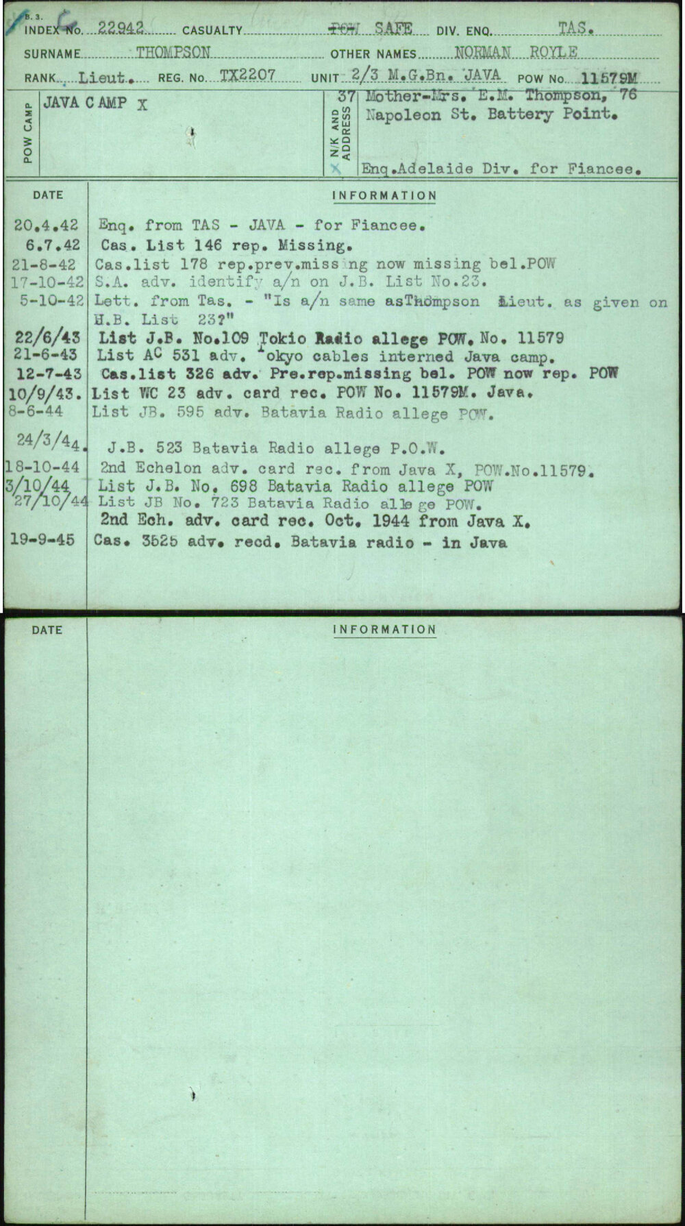 Thompson, Norman Royle, TX2207