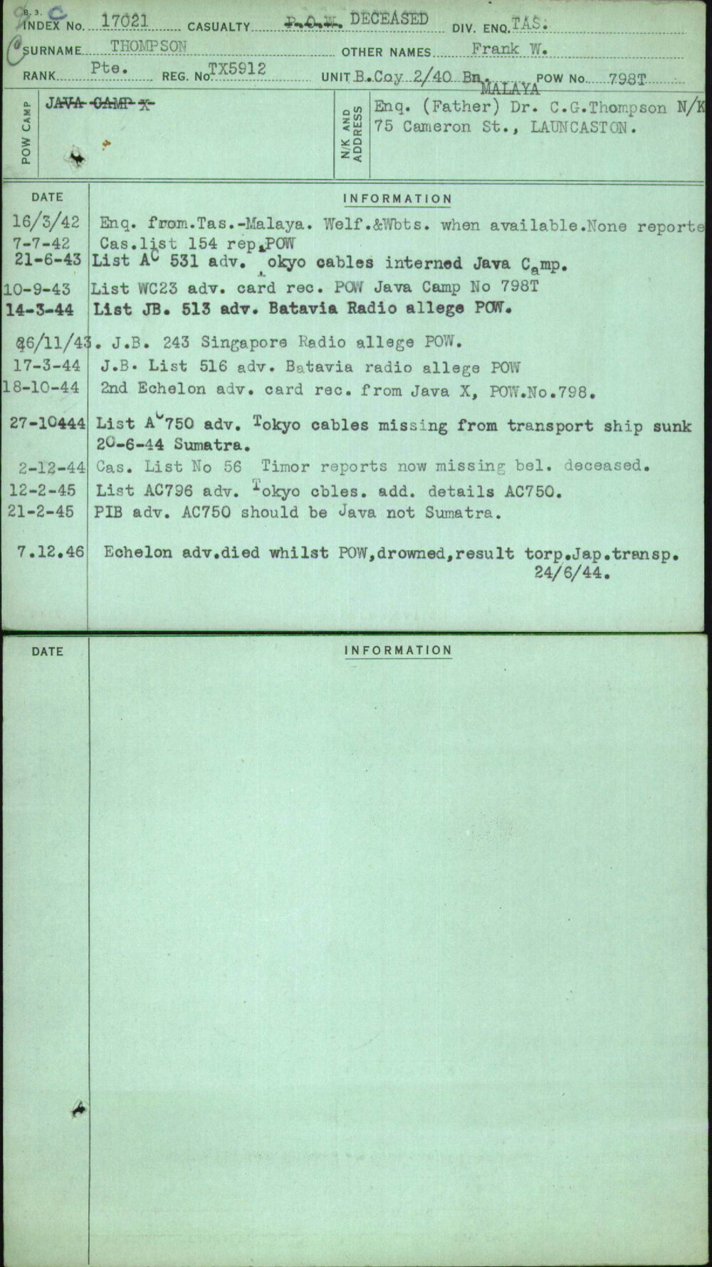 Thompson, Frank W, TX5912