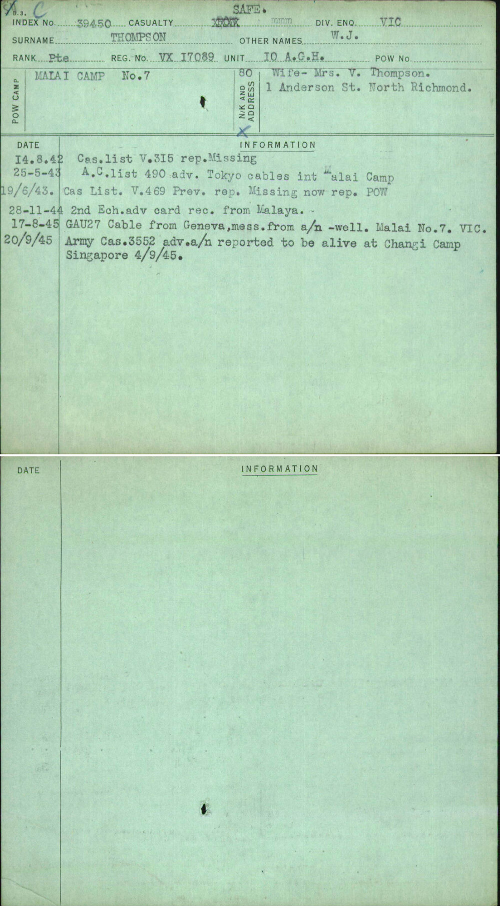 Thompson, W J, VX17089