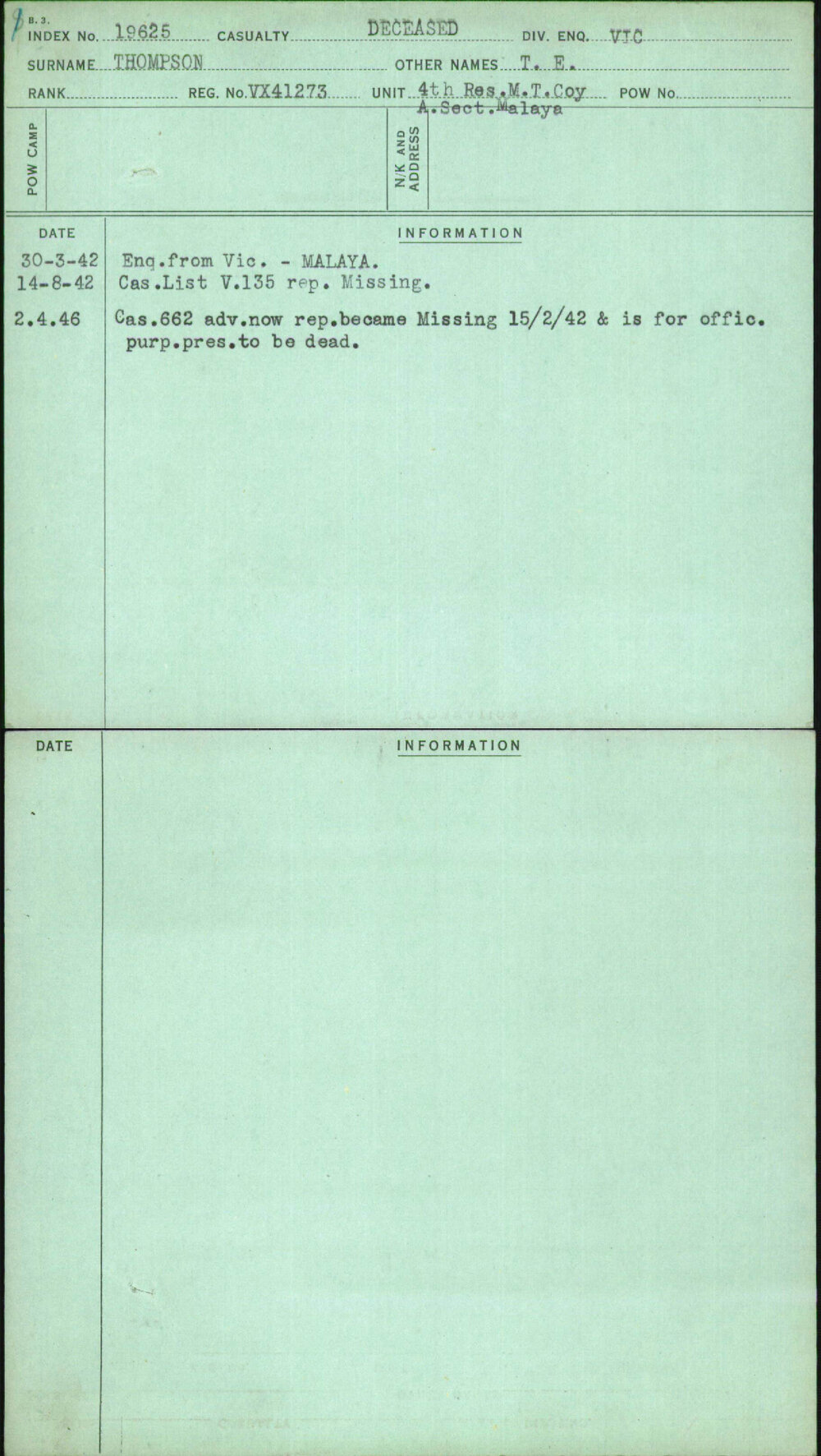 Thompson, T E, VX41273