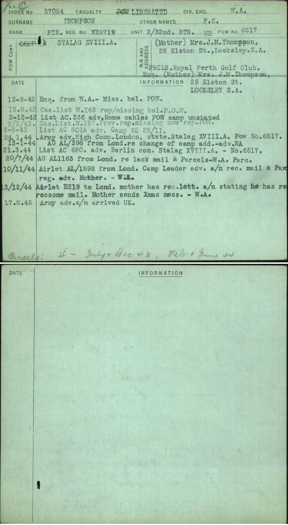 Thompson, F C, WX9719
