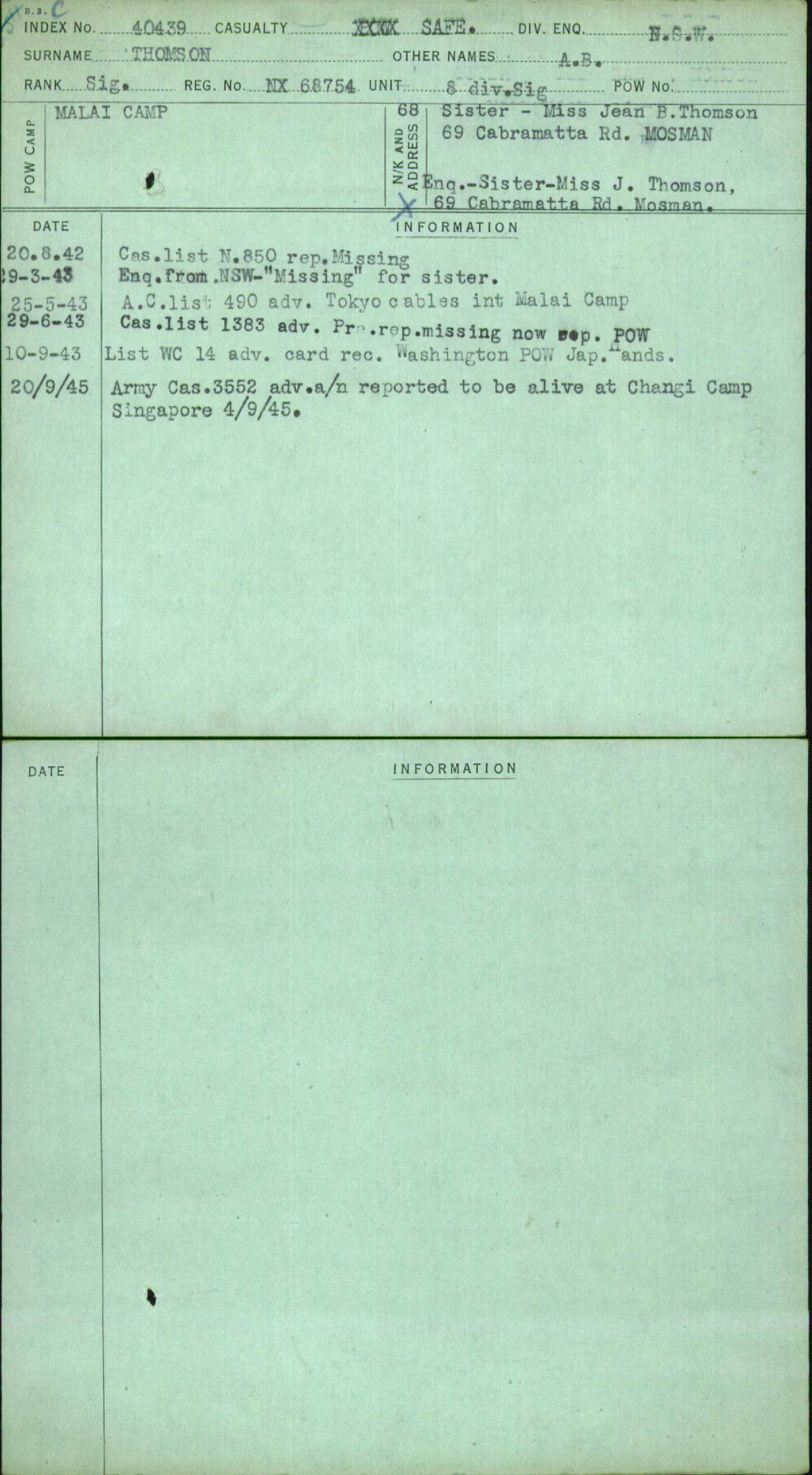 Thomson, A B, NX68754