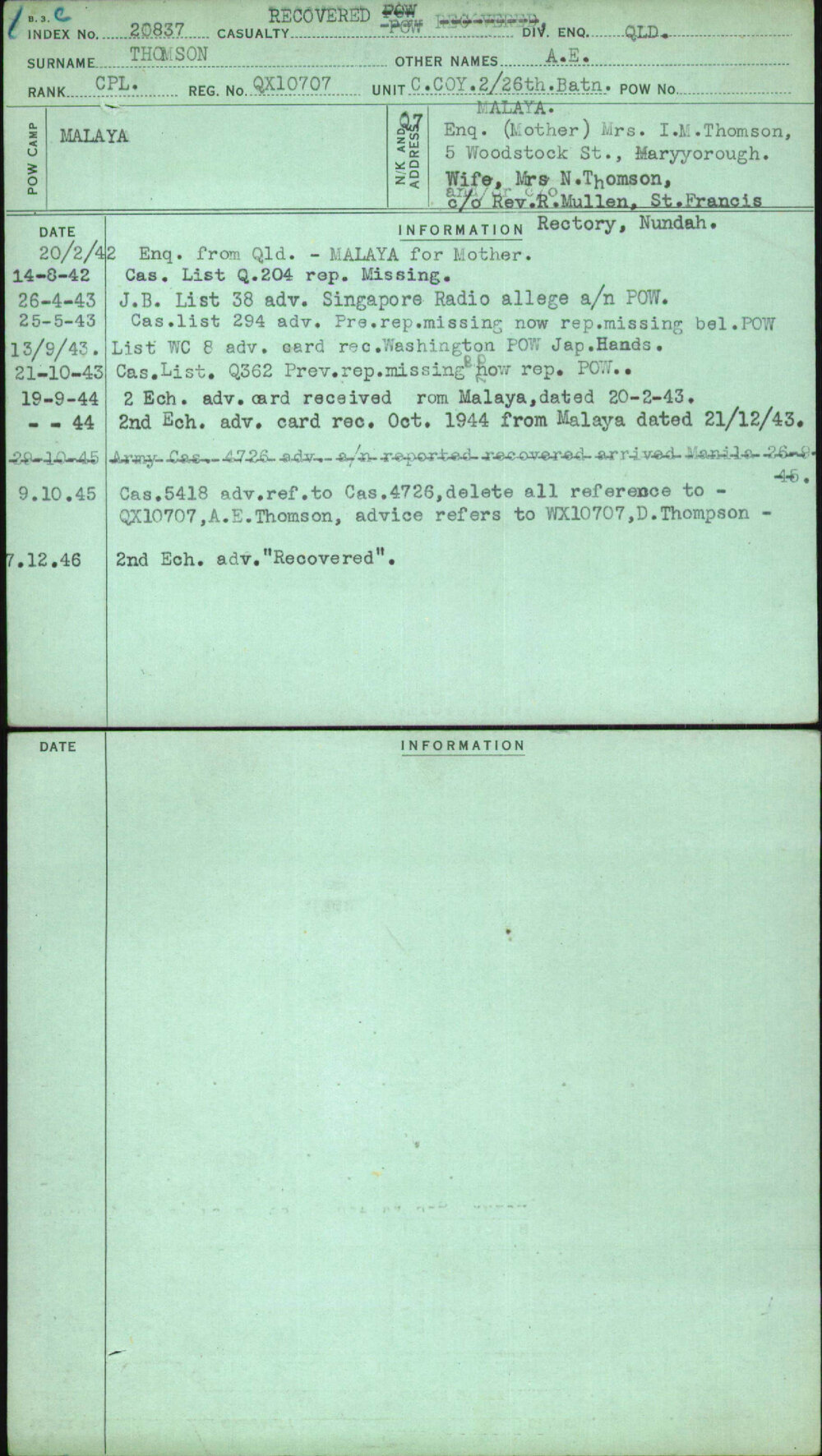 Thomson, A E, QX10707