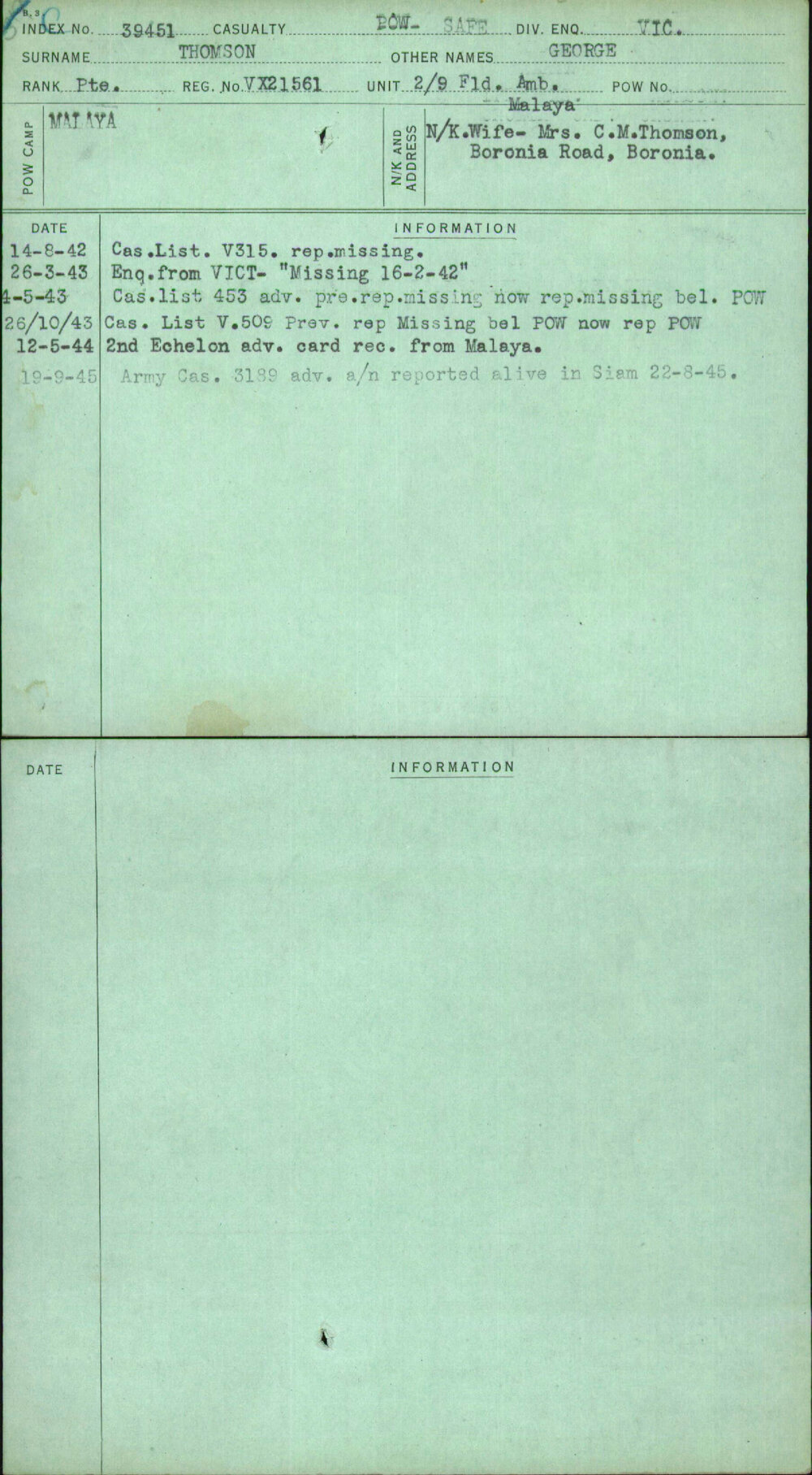 Thomson, George, VX21561