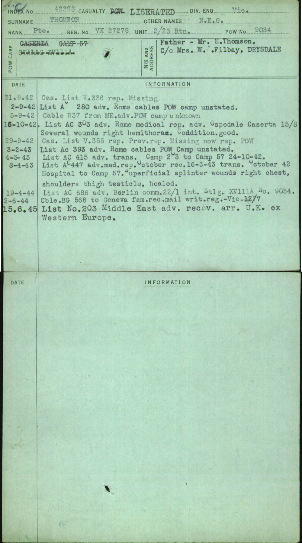 Thomson, N E G, VX27278