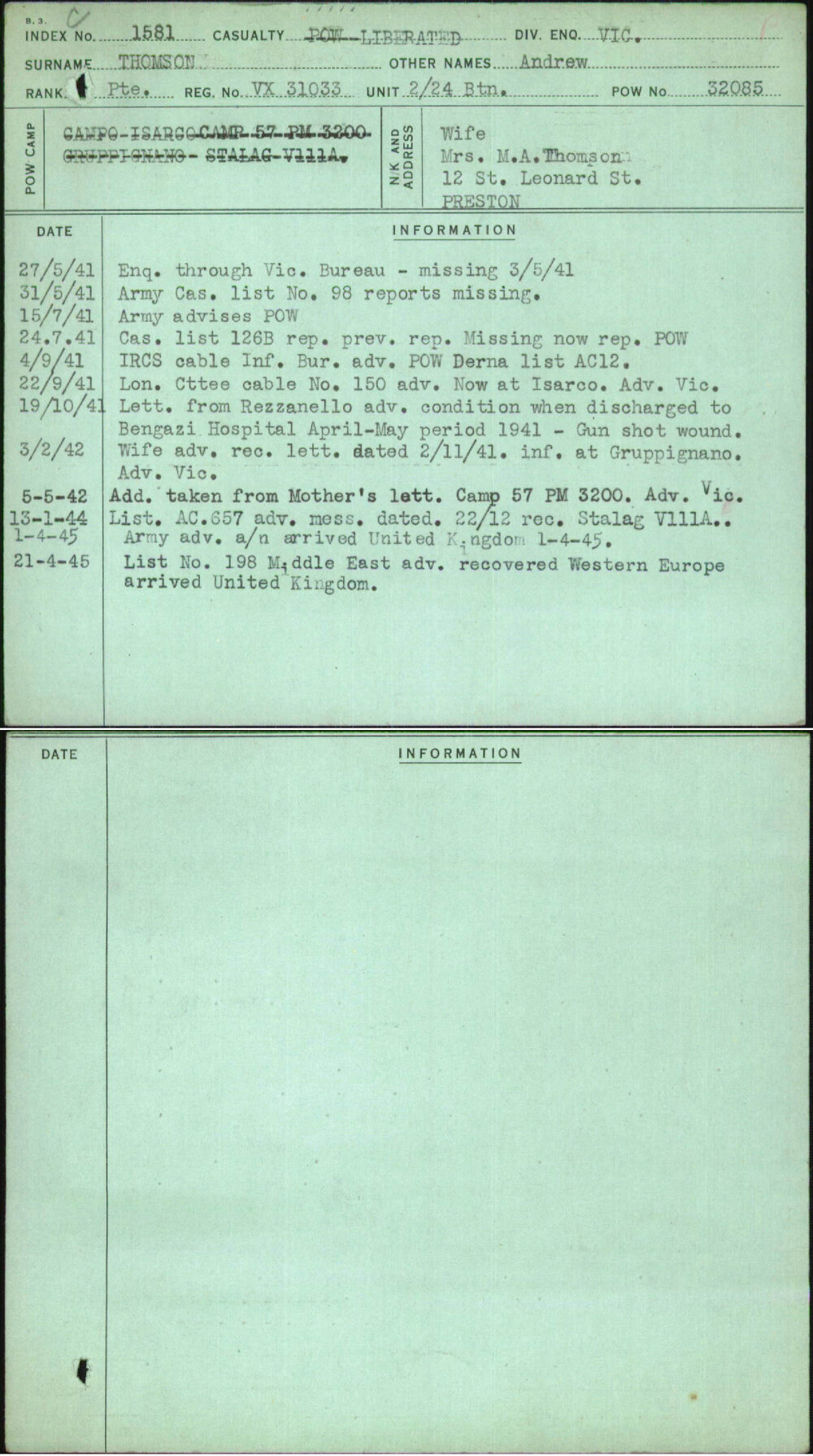 Thomson, Andrew, VX31033