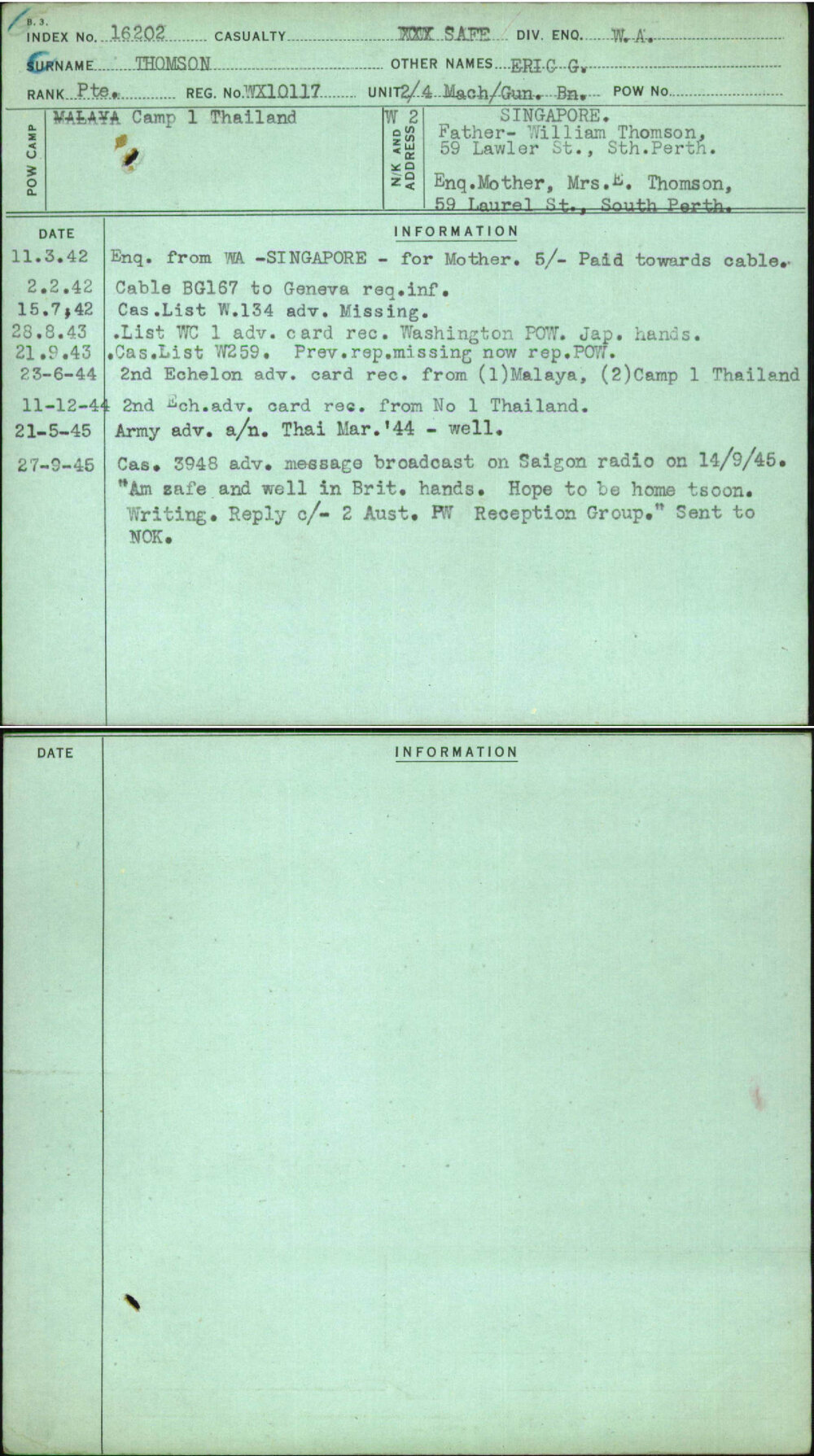 Thomson, Eric G, WX10117