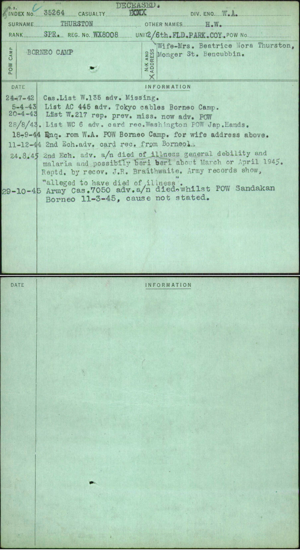 Thurston, H W, WX8008