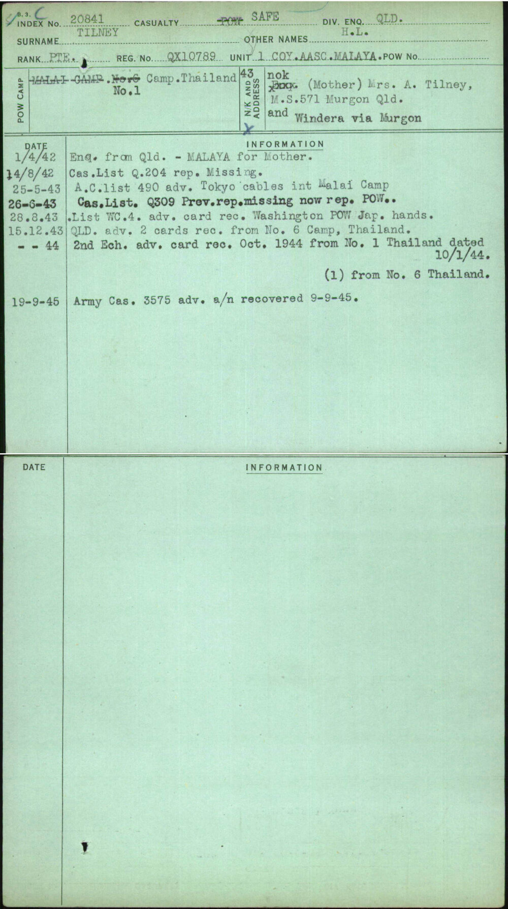 Tilney, H L, QX10789