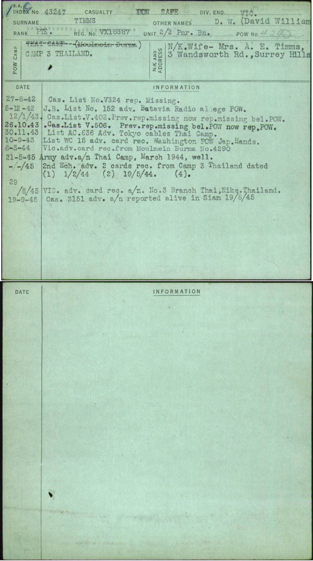 Timms, D W (David William, VX18387