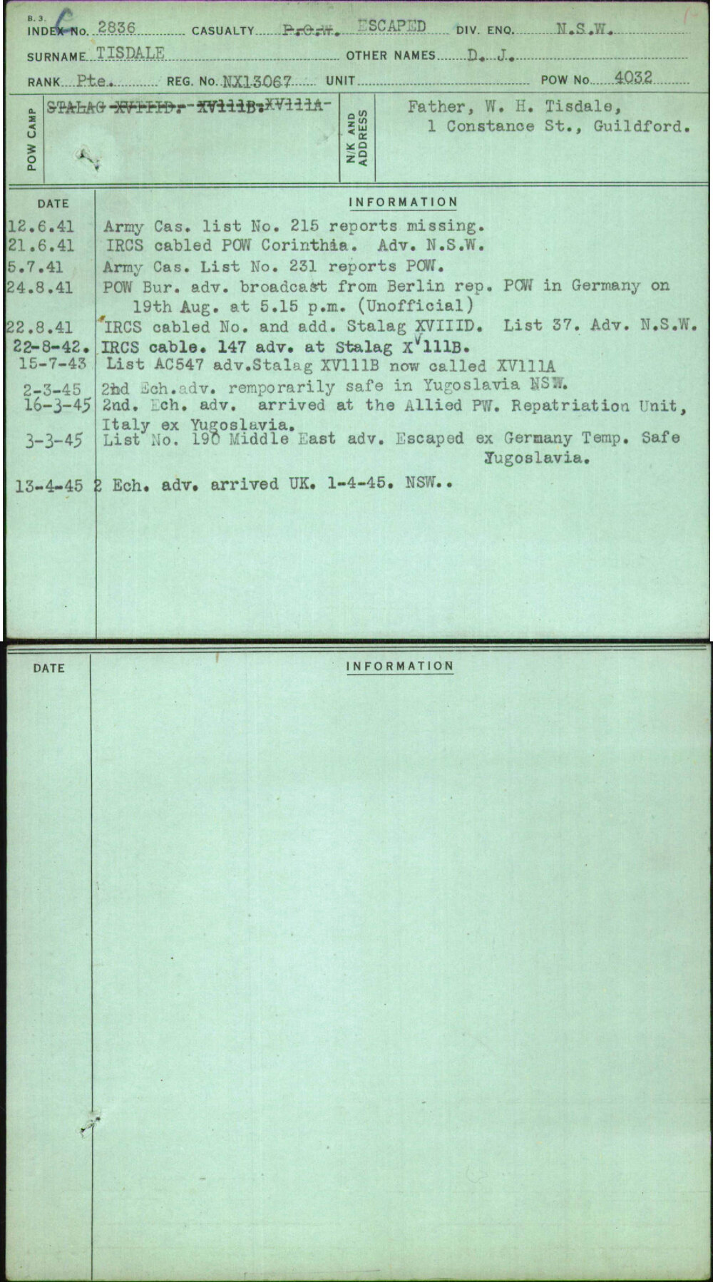 Tisdale, D J, NX13067