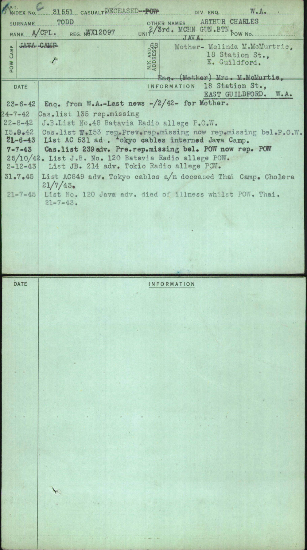 Todd, Arthur Charles, WX12097