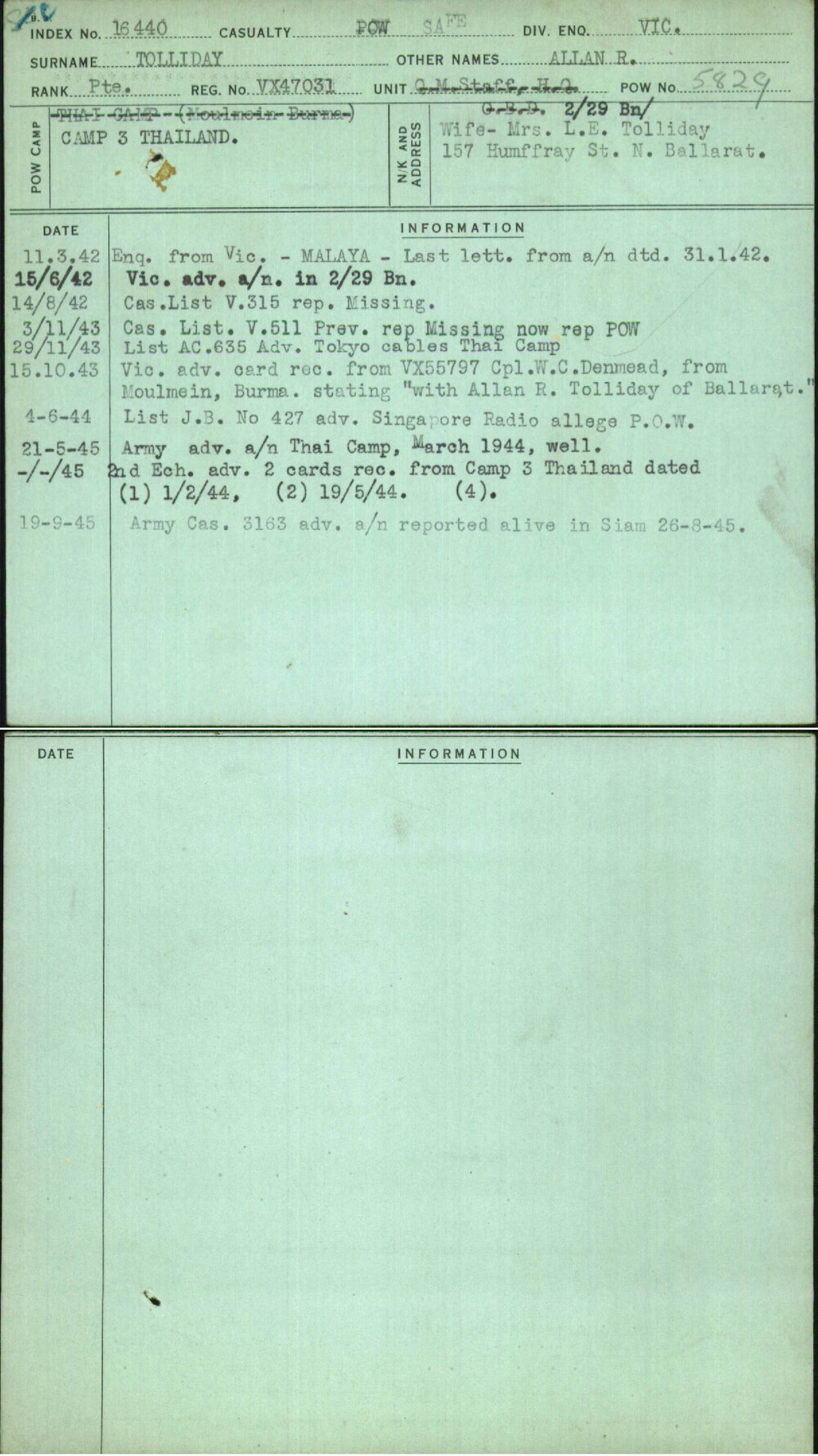 Tolliday, Allan R, VX47031