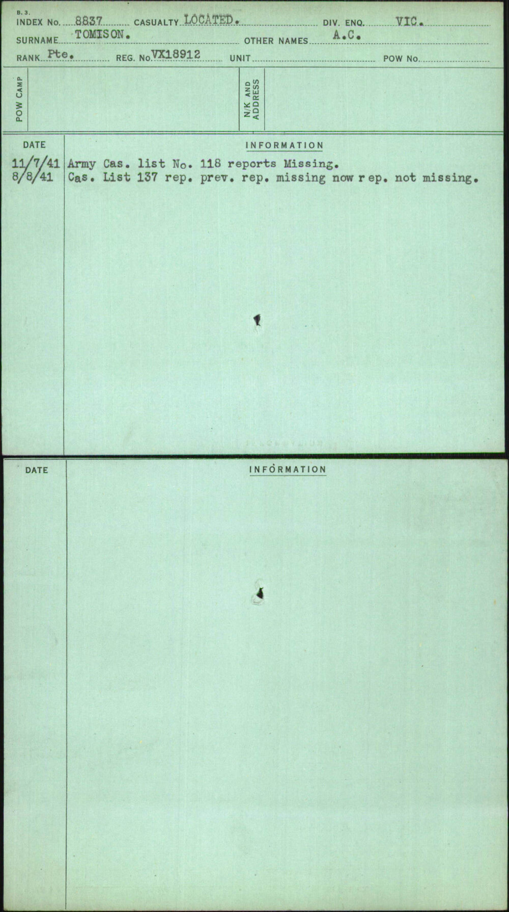 Tomison, A C, VX18912