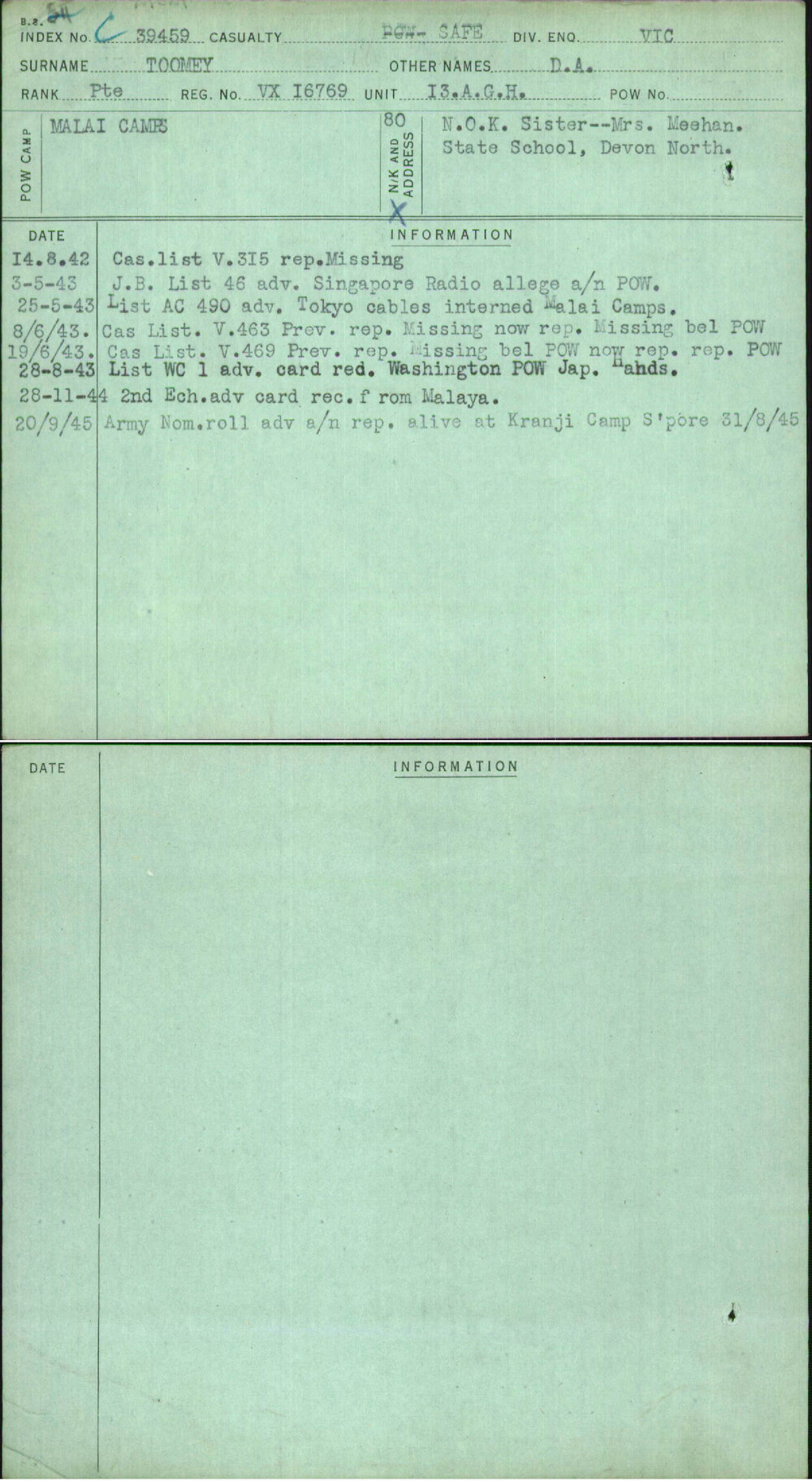 Toomey, D A, VX16769