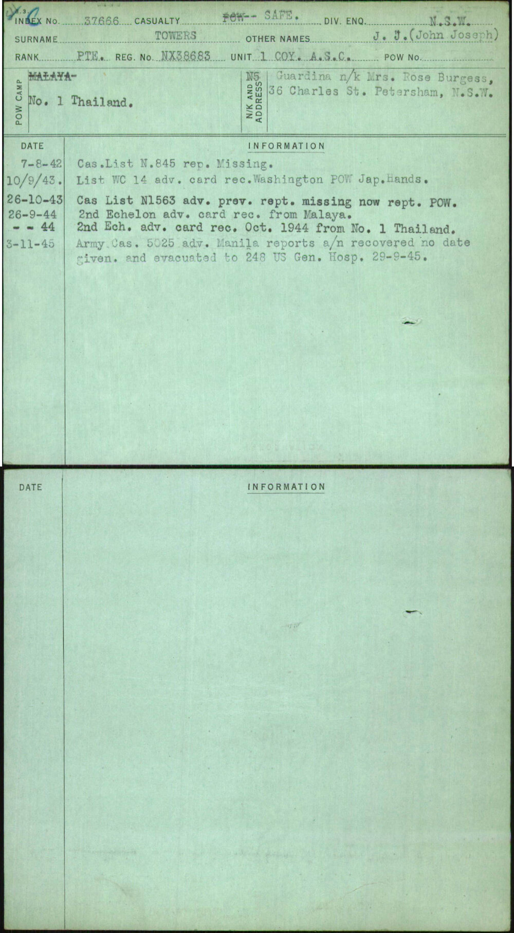Towers, J J (John Joseph), NX38683