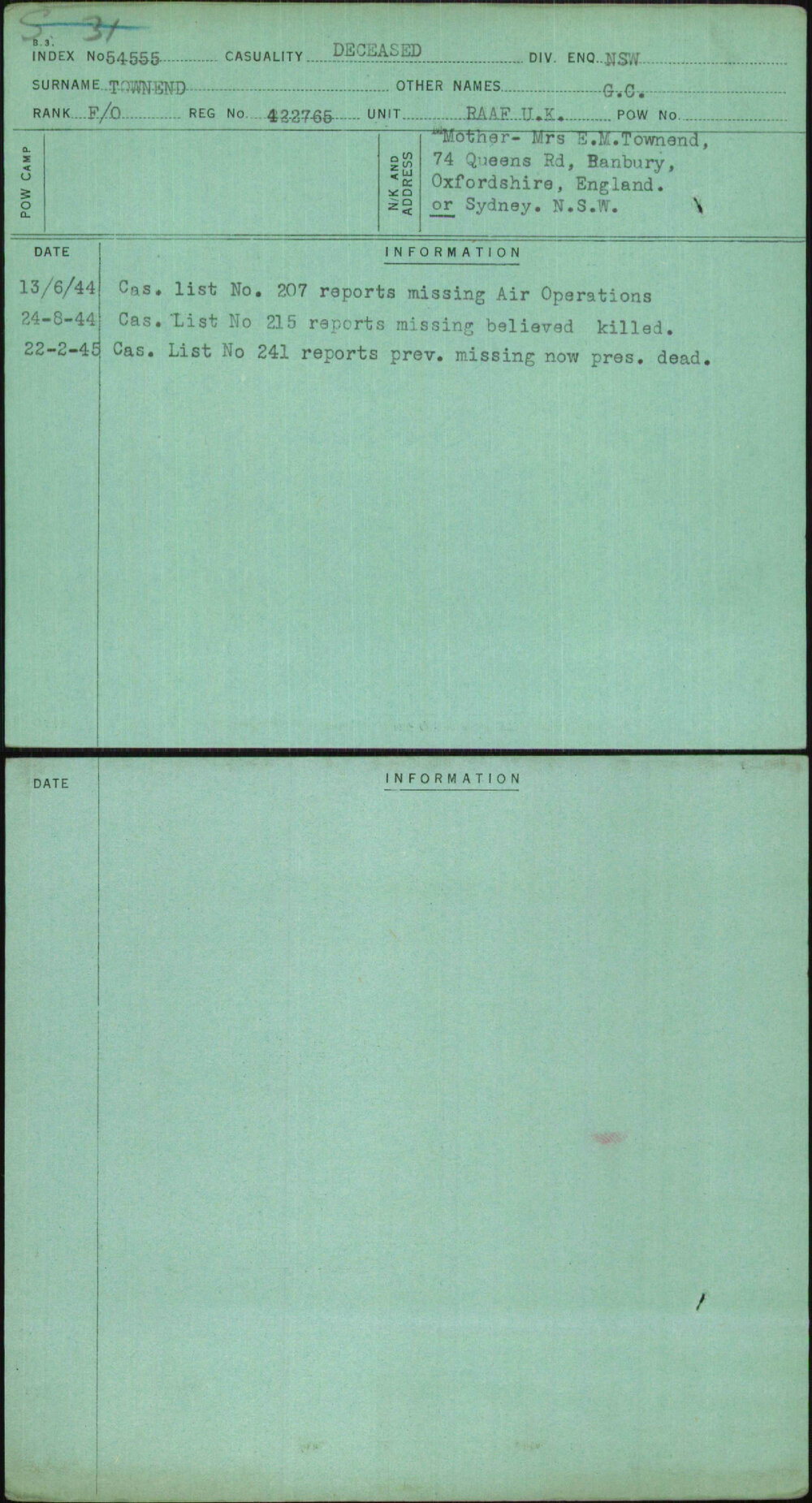 Townsend, G C, 422765