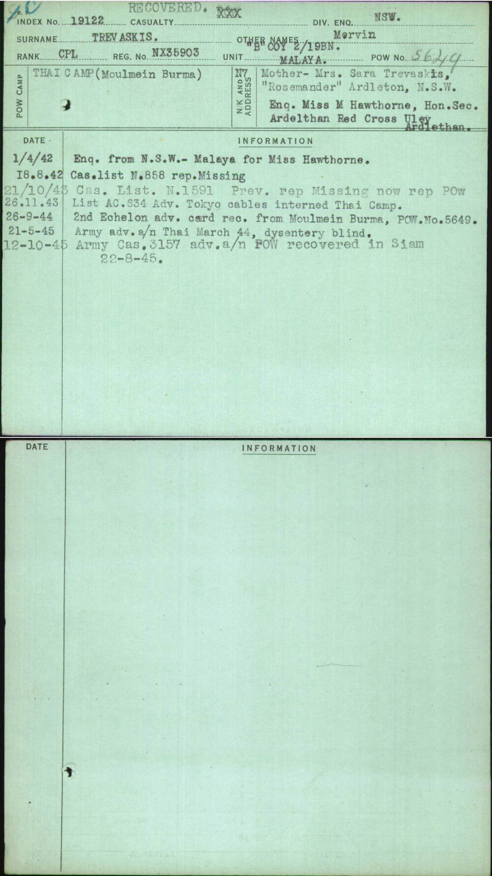 Trevaskis, Mervin, NX35903