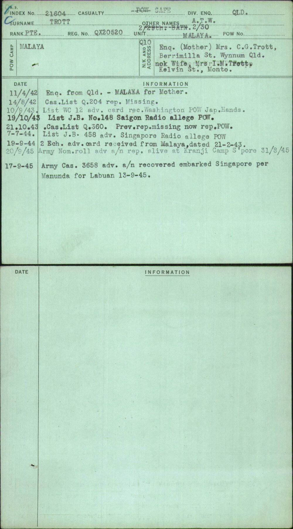 Trott, A T W, QX20520