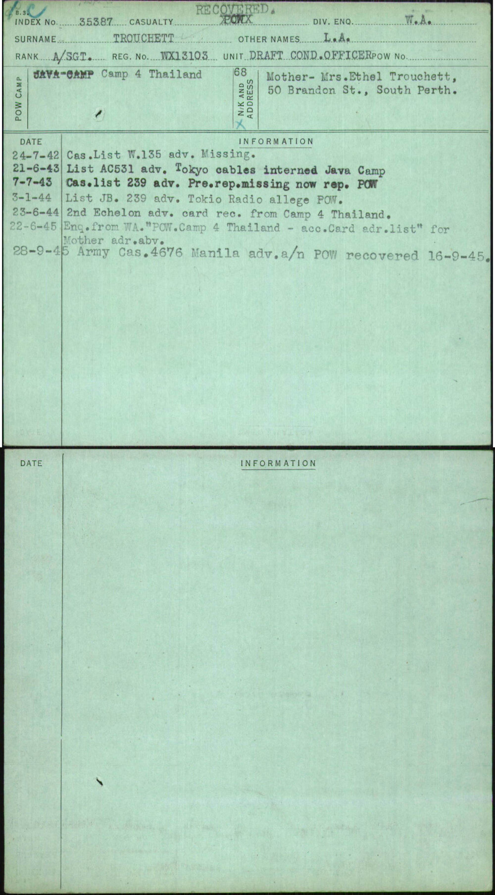 Trouchett, L A, WX13103