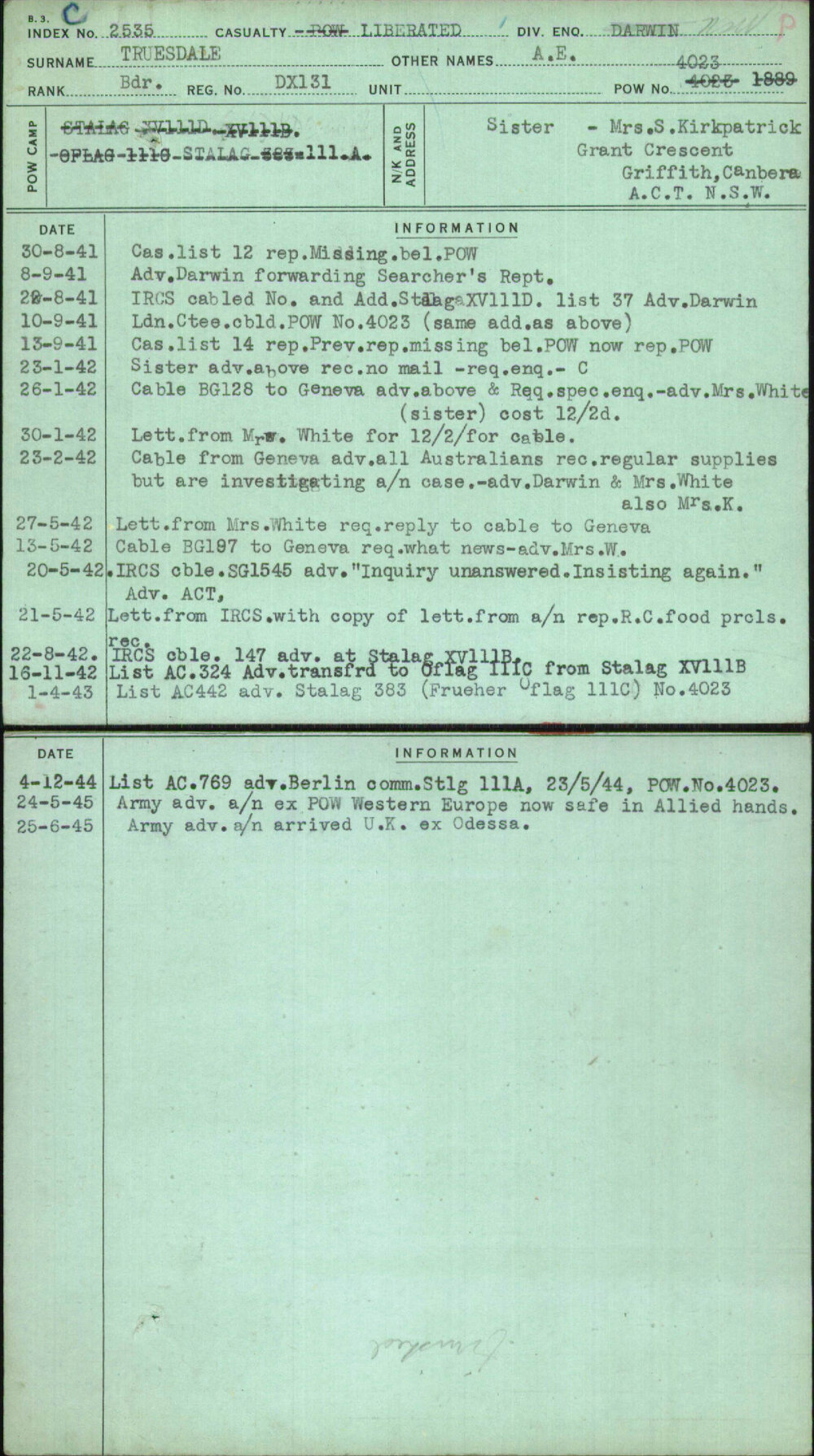 Truesdale, A E, Dx131